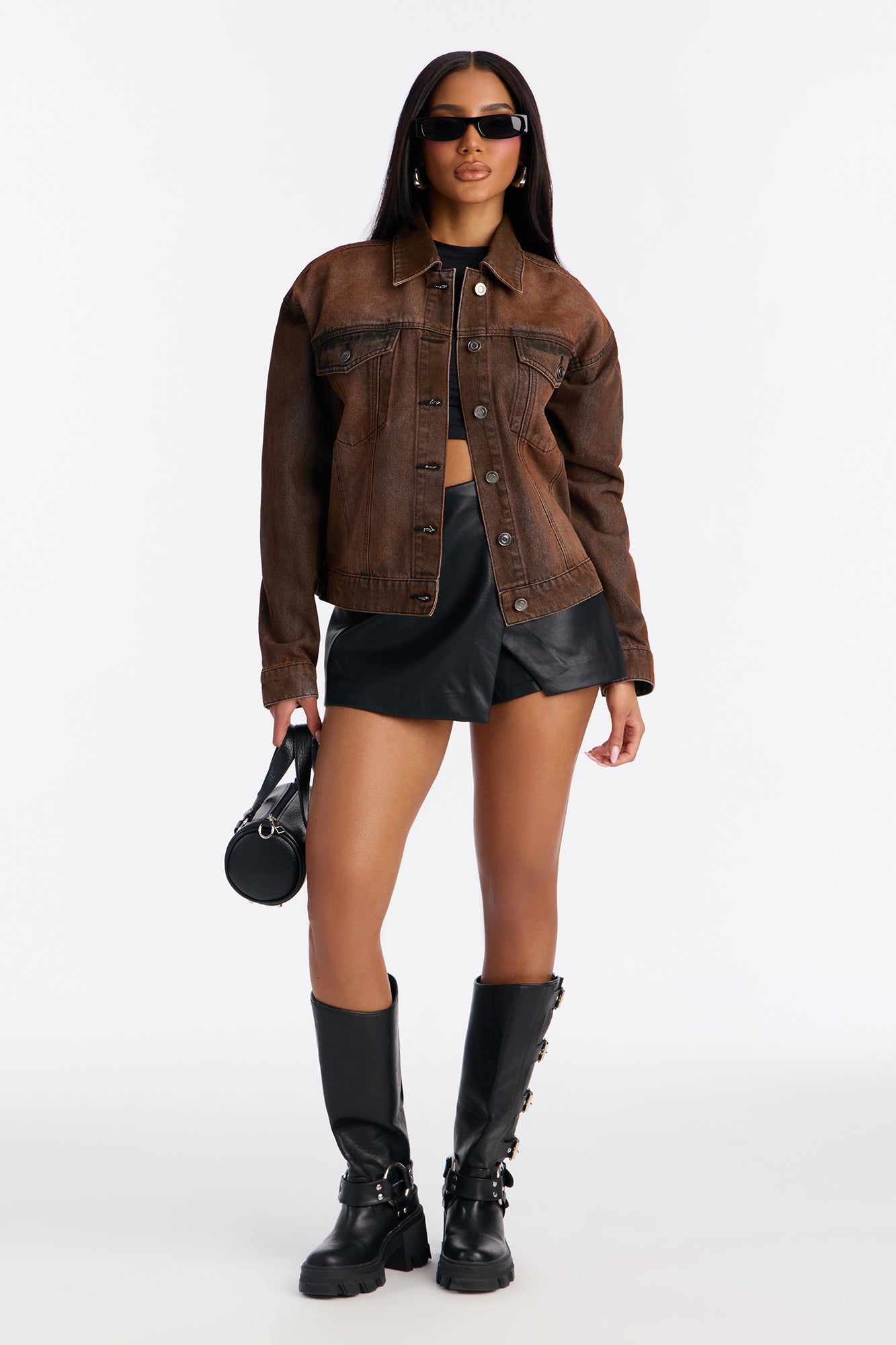 Abilene Coated Denim Trucker Jacket - Brown
