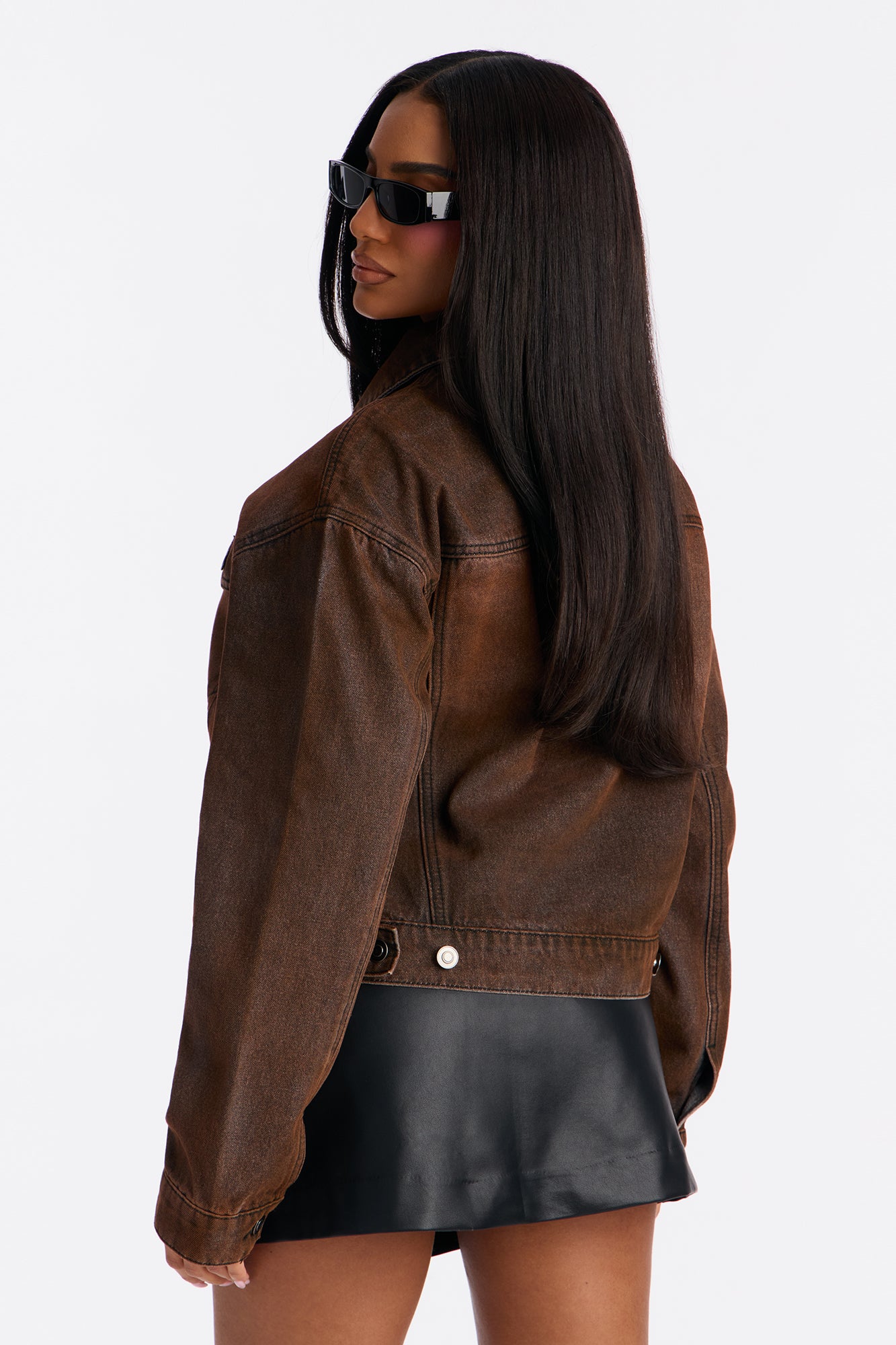 Abilene Coated Denim Trucker Jacket - Brown