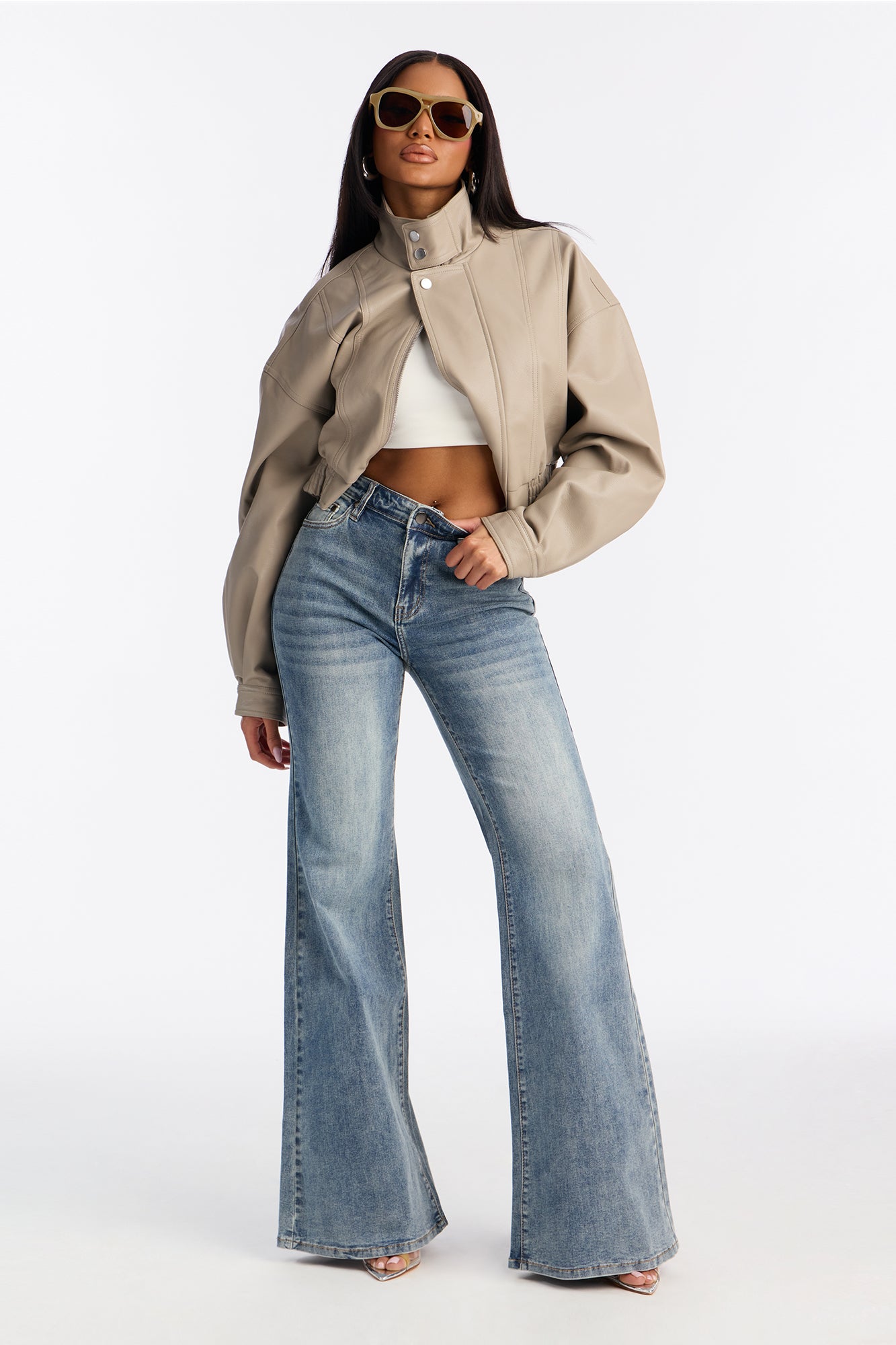 Keep Guessing Stretch Flare Jeans - Medium Wash