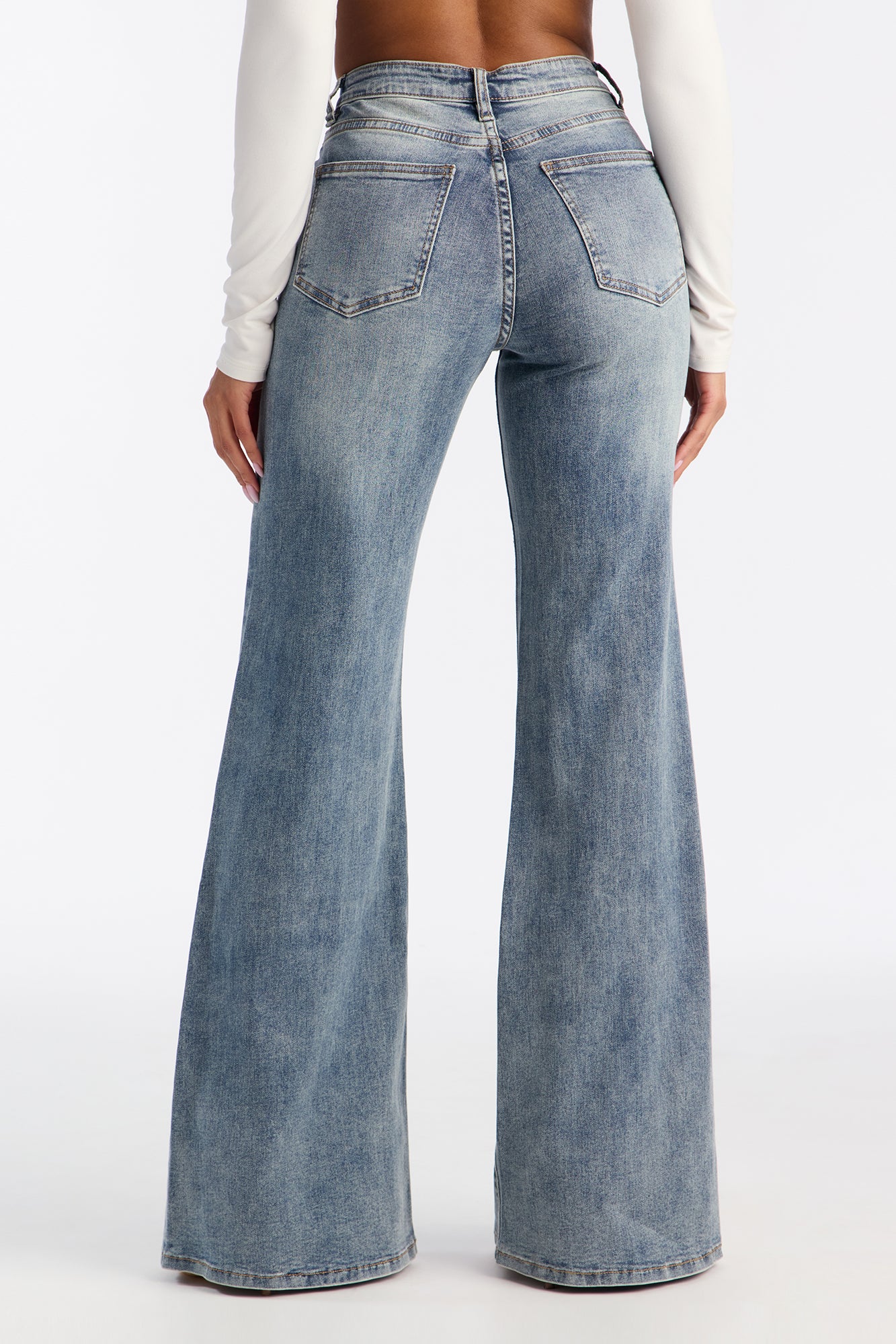 Keep Guessing Stretch Flare Jeans - Medium Wash