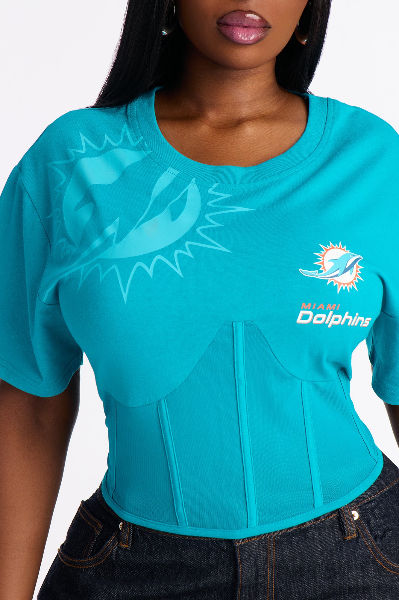 NFL Miami Dolphins Lace Up Top - Teal
