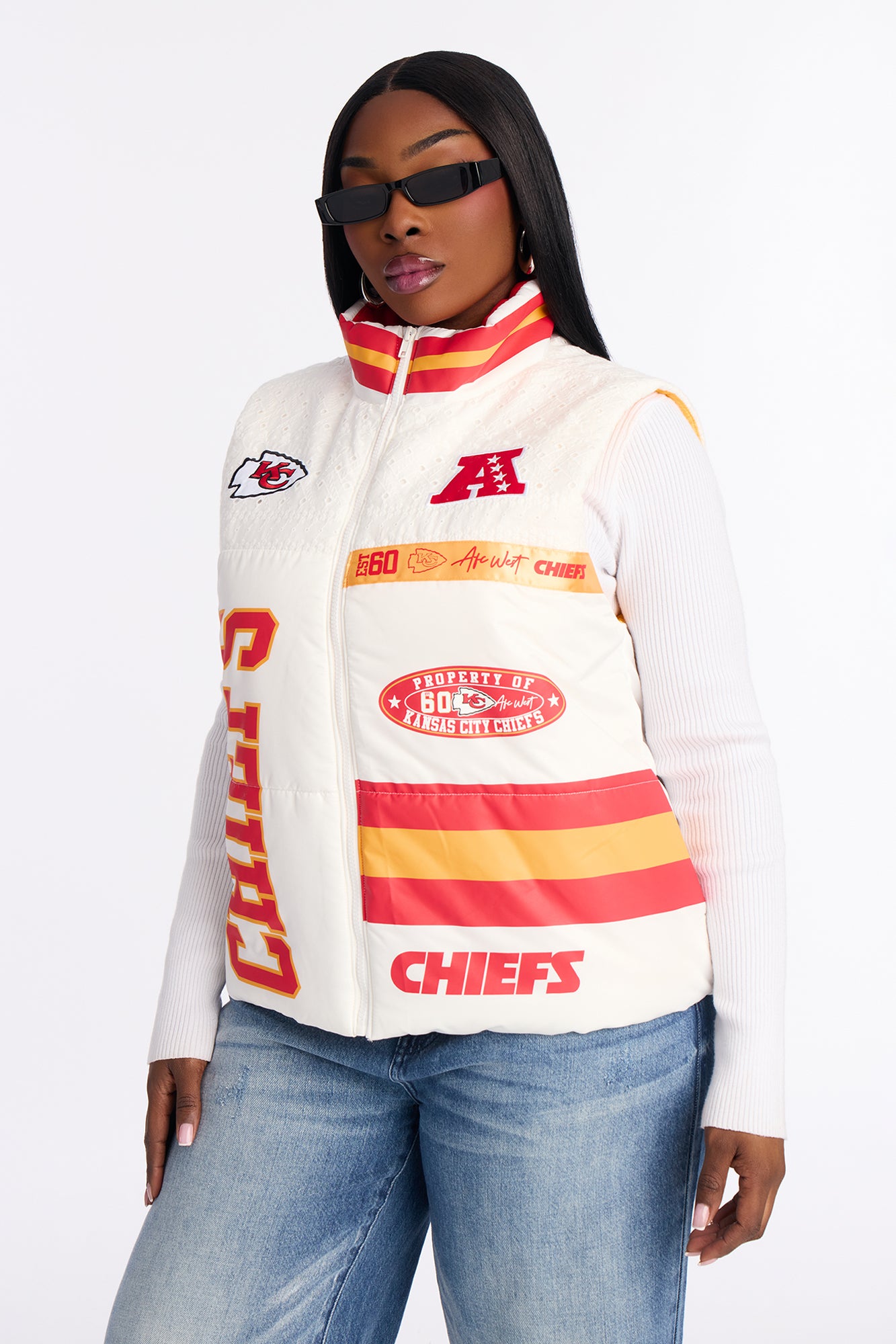 NFL Kansas City Chiefs Fan Puffer Vest - White