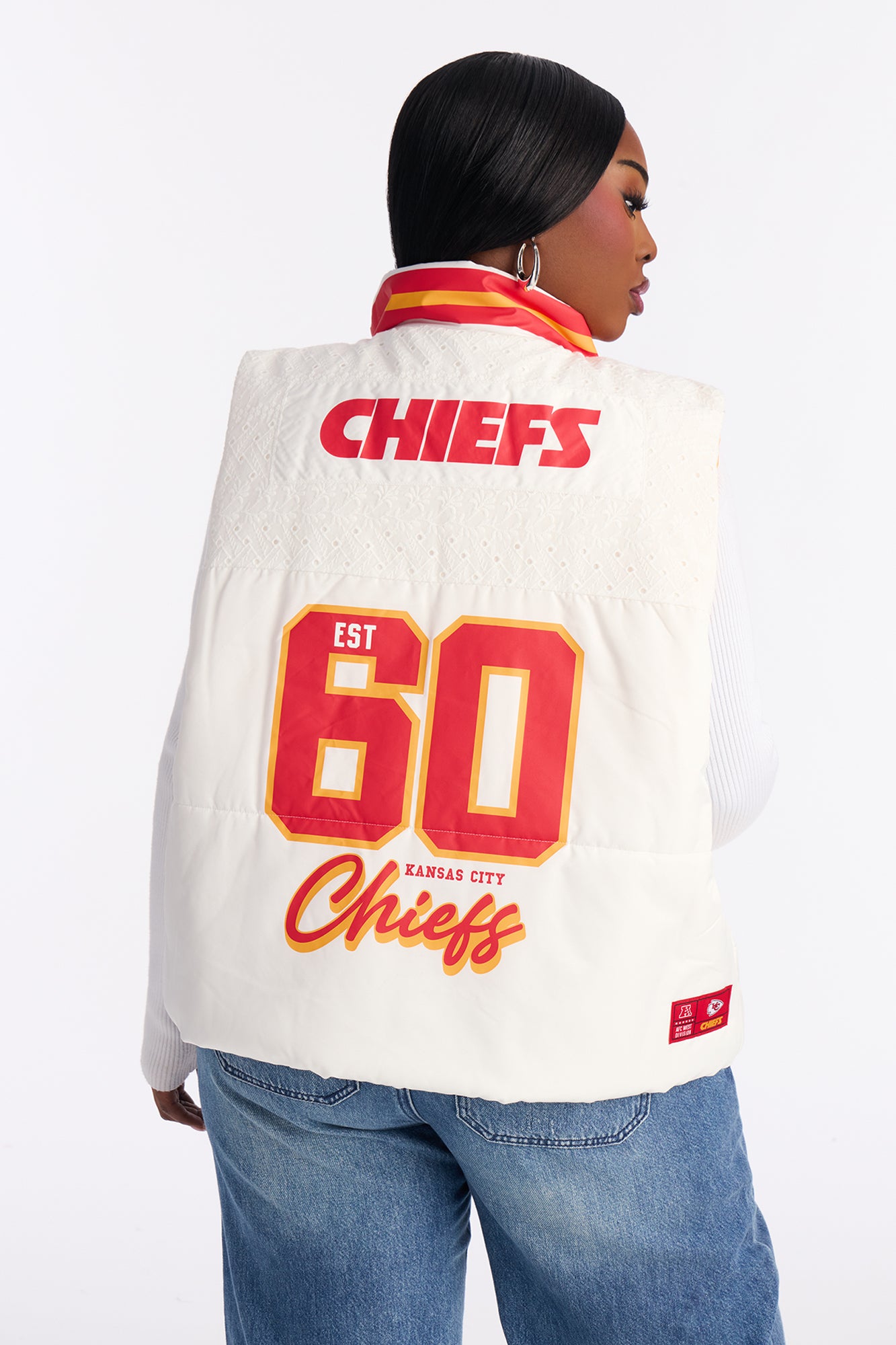 NFL Kansas City Chiefs Fan Puffer Vest - White