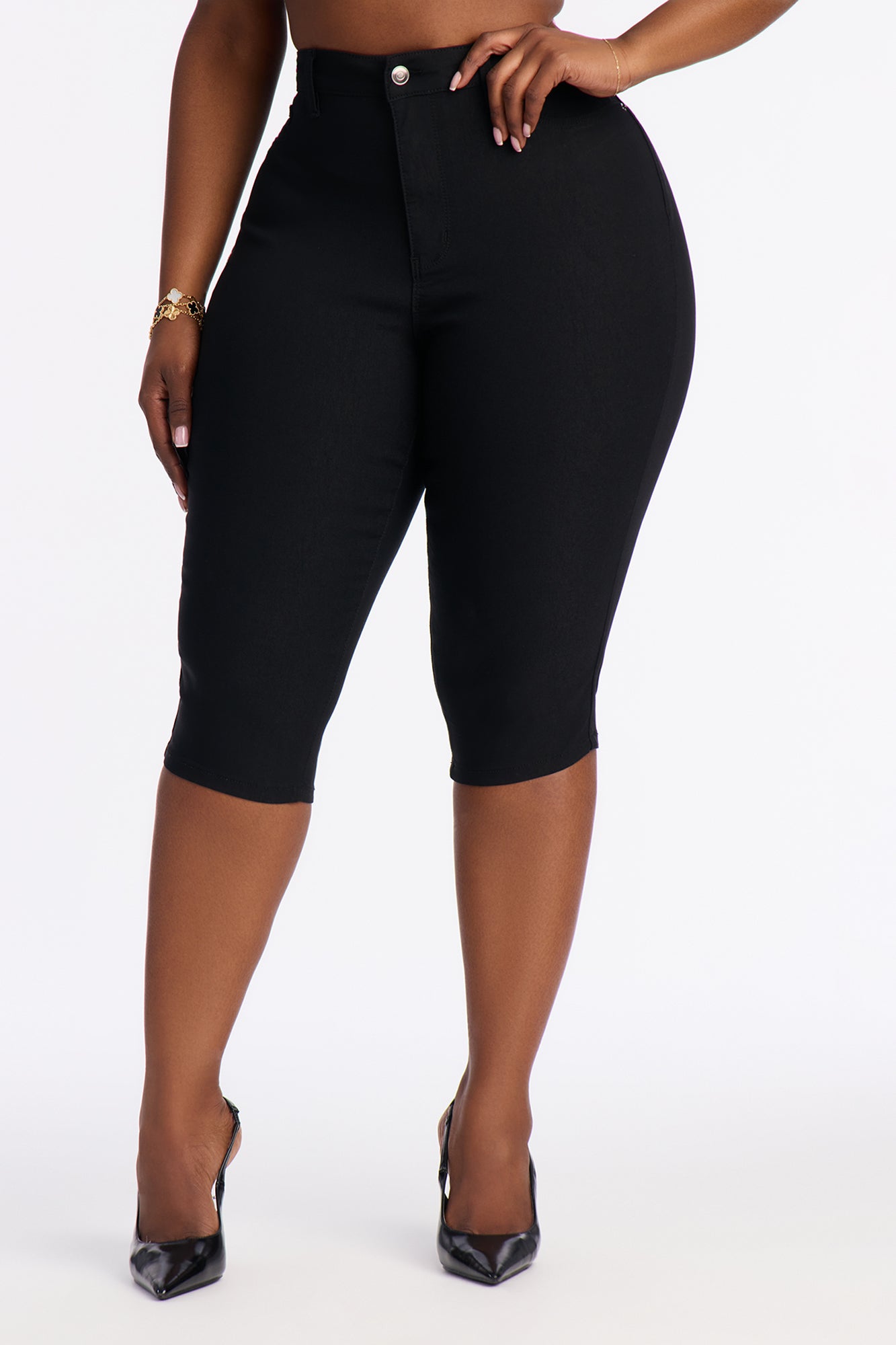 Hyperstretch Skinny Pedal Pusher Capri Pant 17″ - Black