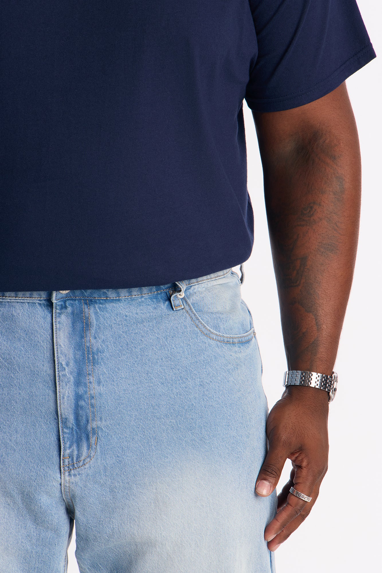 Slim Diamond Pattern Jean - Light Blue Wash
