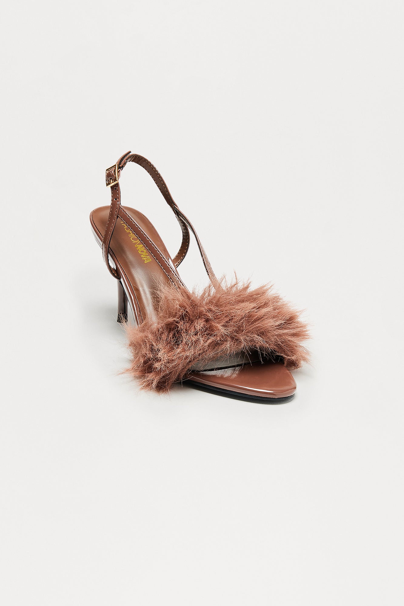Mareem Faux Fur Slingback Heels - Chocolate