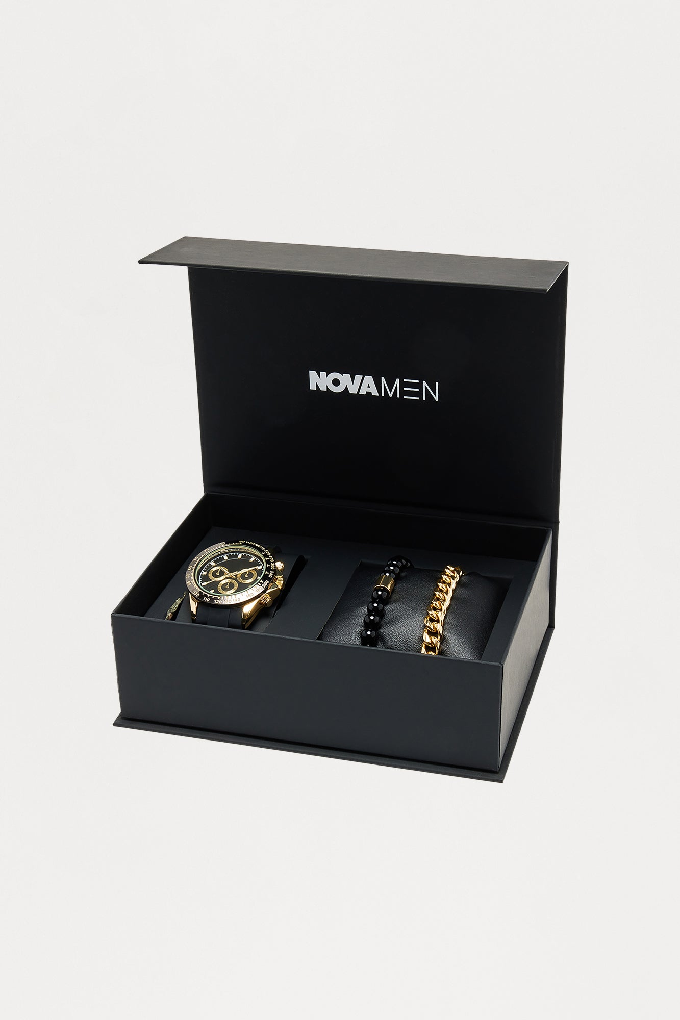 Sharp 3 Piece Boxed Jewelry Set - Black/Gold