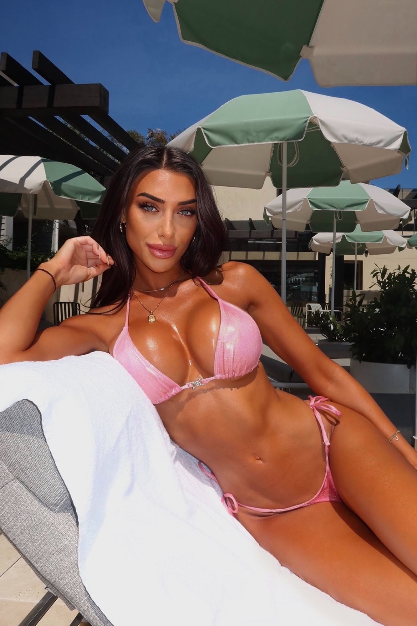 Madilynn Metallic 2 Piece Bikini - Pink