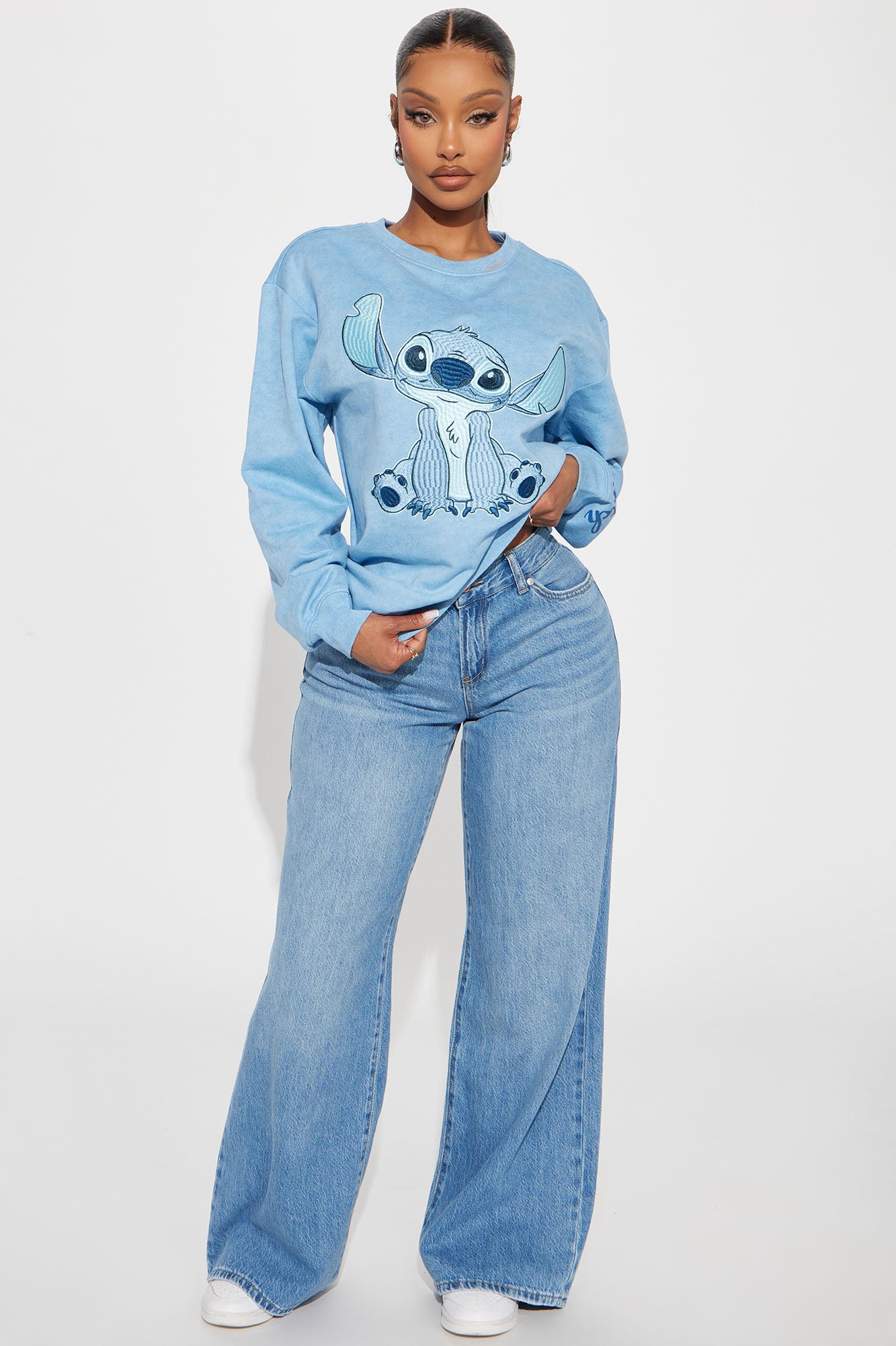Stitch Crew Neck Sweatshirt - Blue