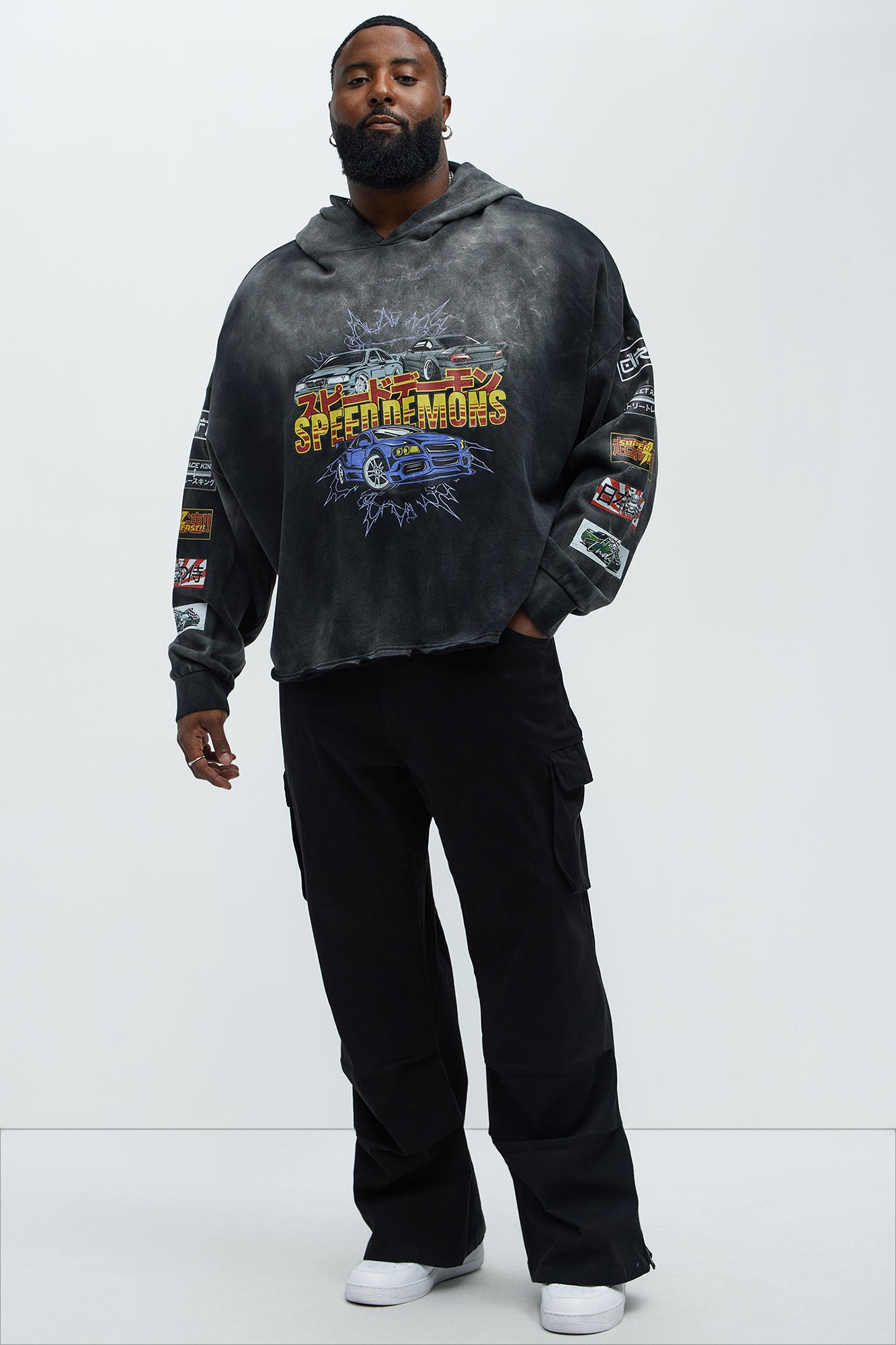 Tayson Speed Demons Boxy Hoodie - Black Wash