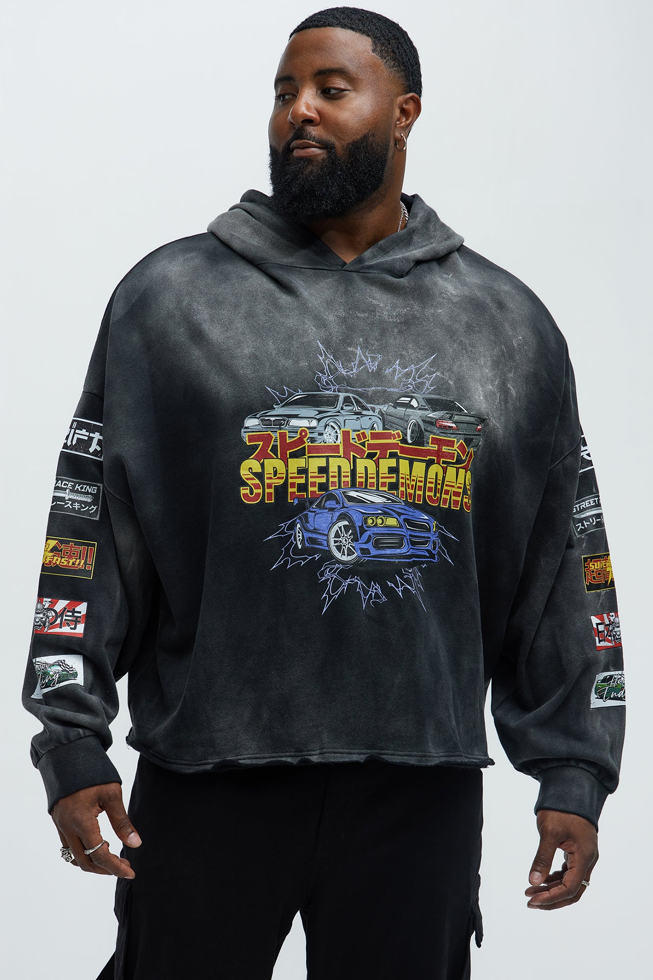 Tayson Speed Demons Boxy Hoodie - Black Wash