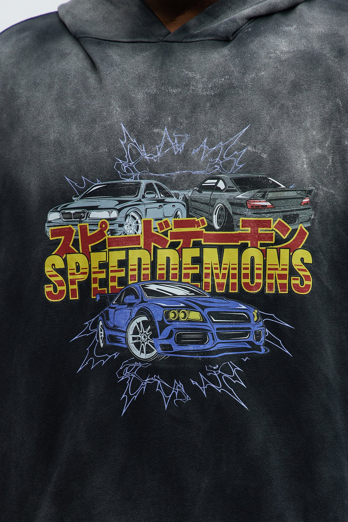Tayson Speed Demons Boxy Hoodie - Black Wash