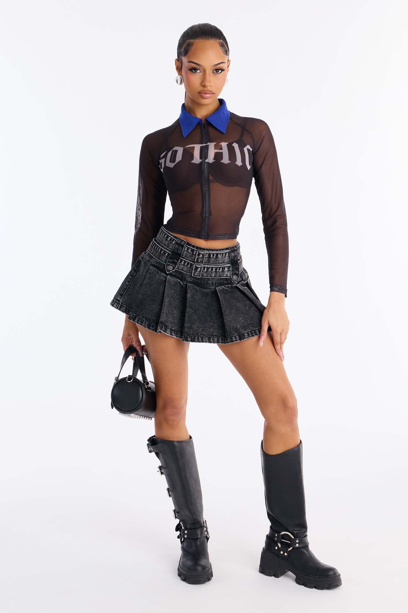 Gothic Angel Mesh Polo - Black