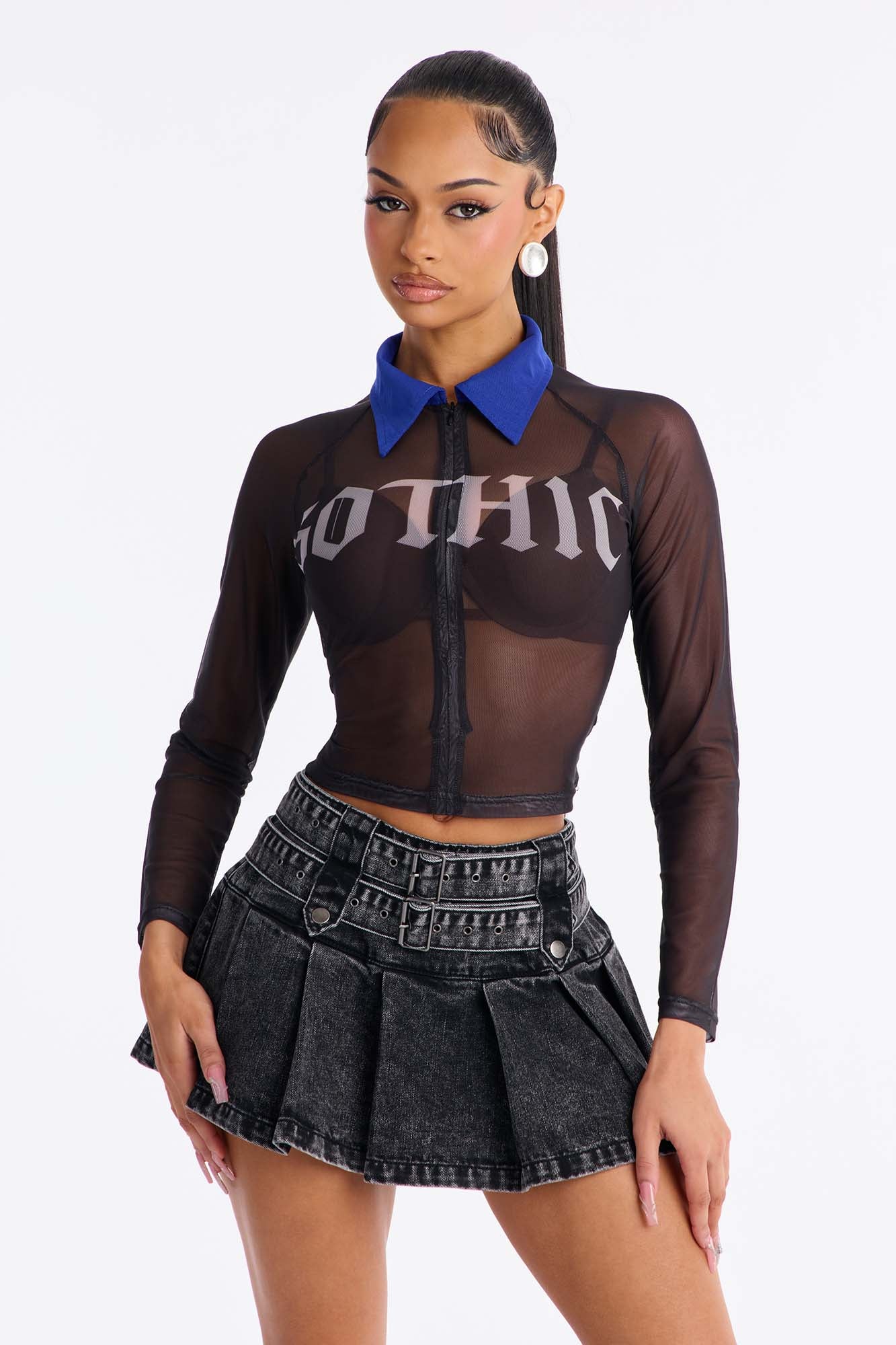 Gothic Angel Mesh Polo - Black