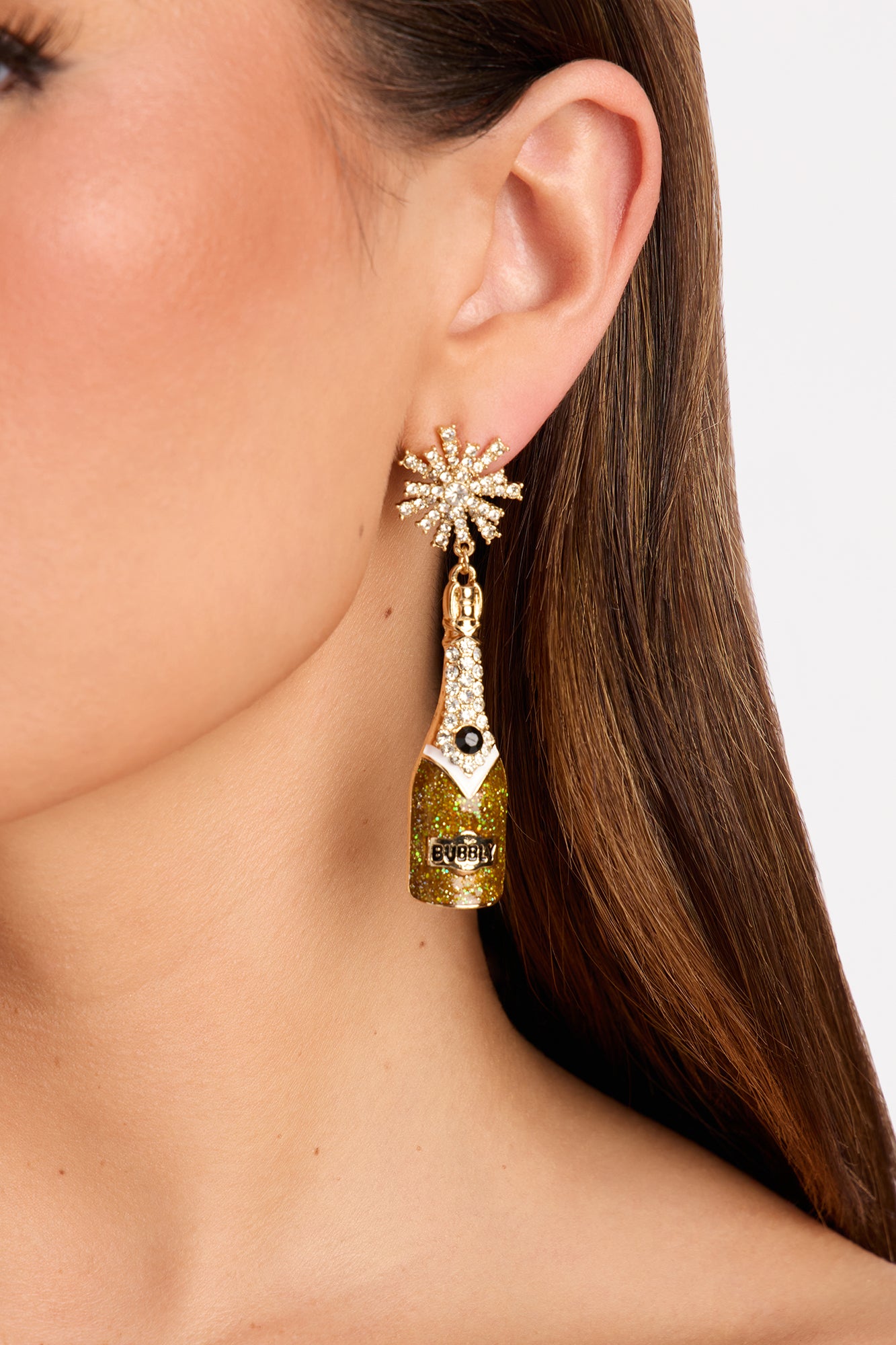 Let's Have A Toast Drop Earrings - Gold