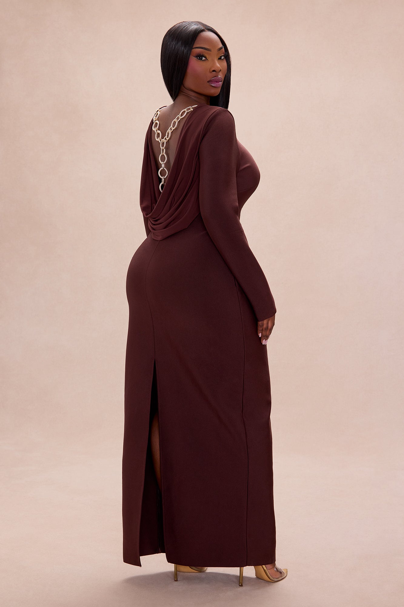 Mariella Backless Bandage Maxi Dress - Chocolate