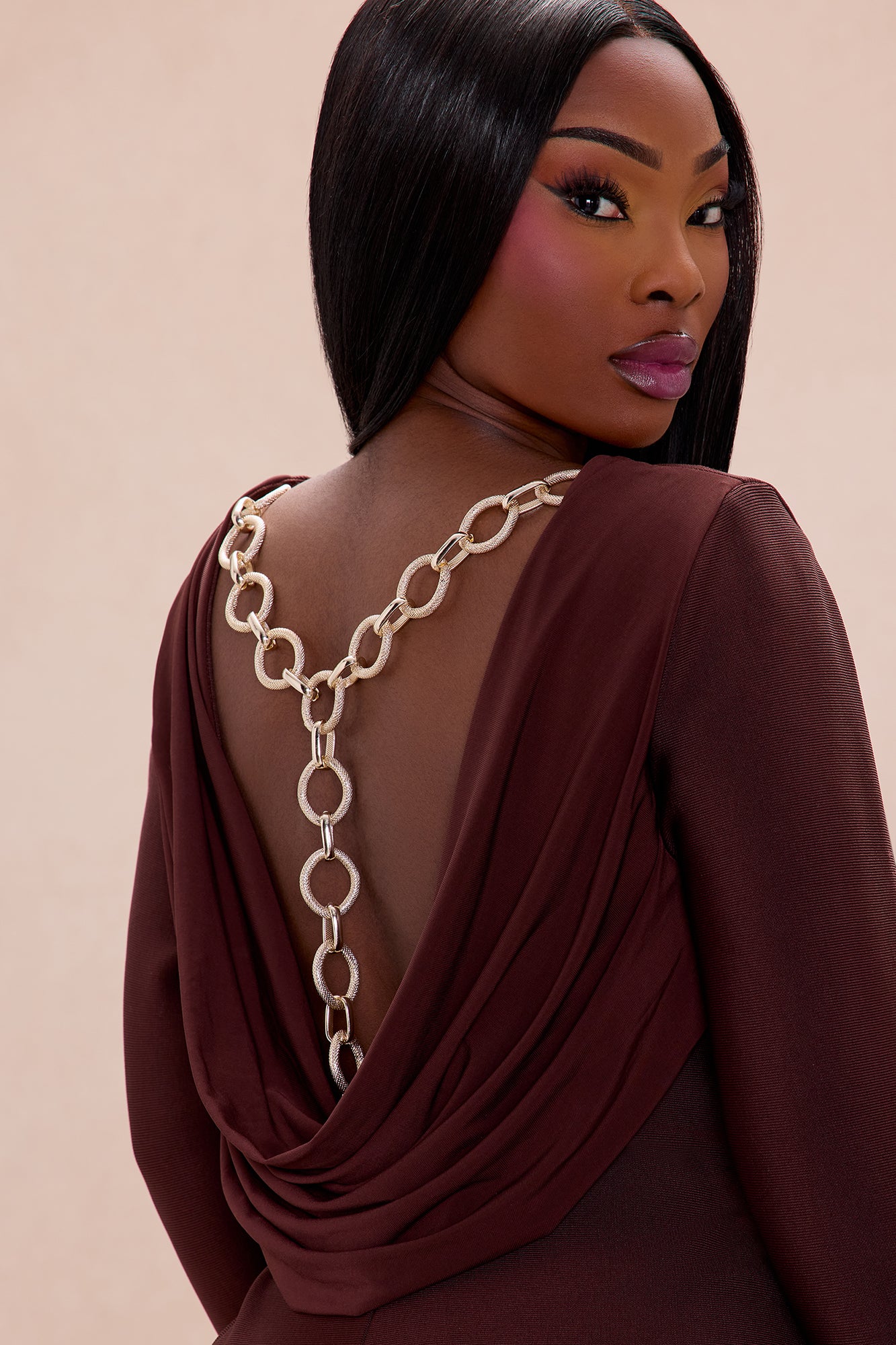 Mariella Backless Bandage Maxi Dress - Chocolate