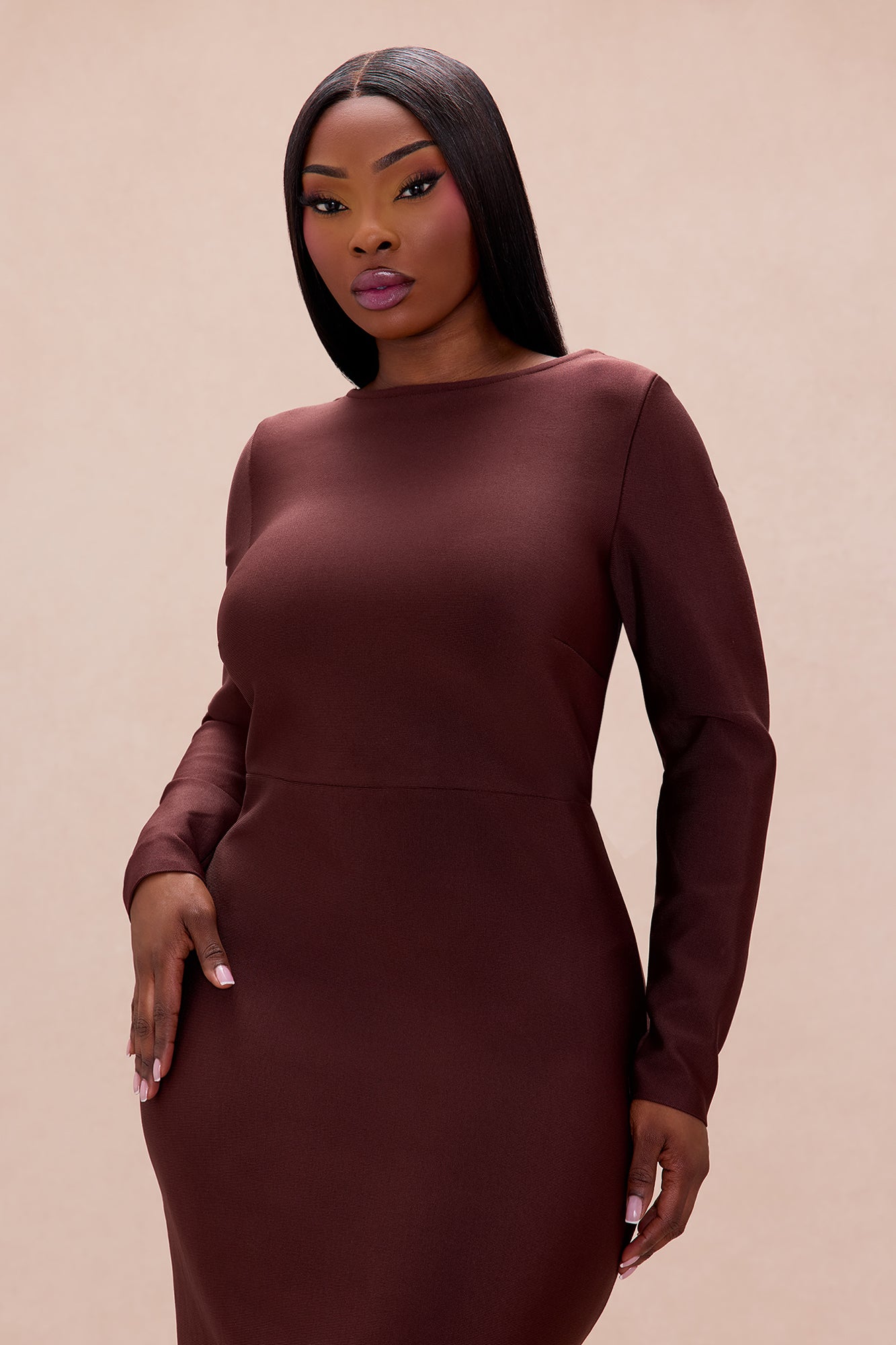 Mariella Backless Bandage Maxi Dress - Chocolate