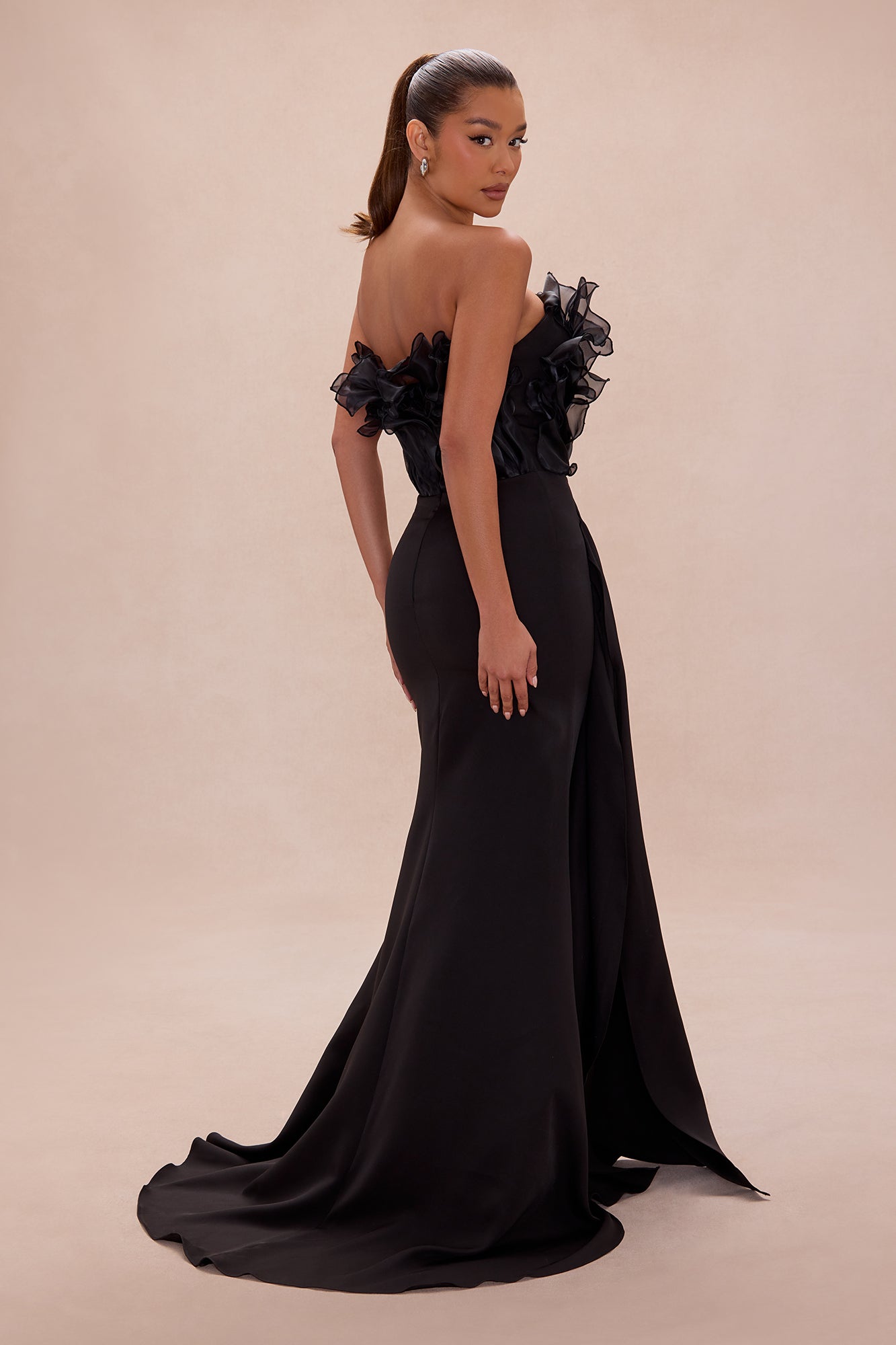 Karolyn Draped Ruffle Gown - Black