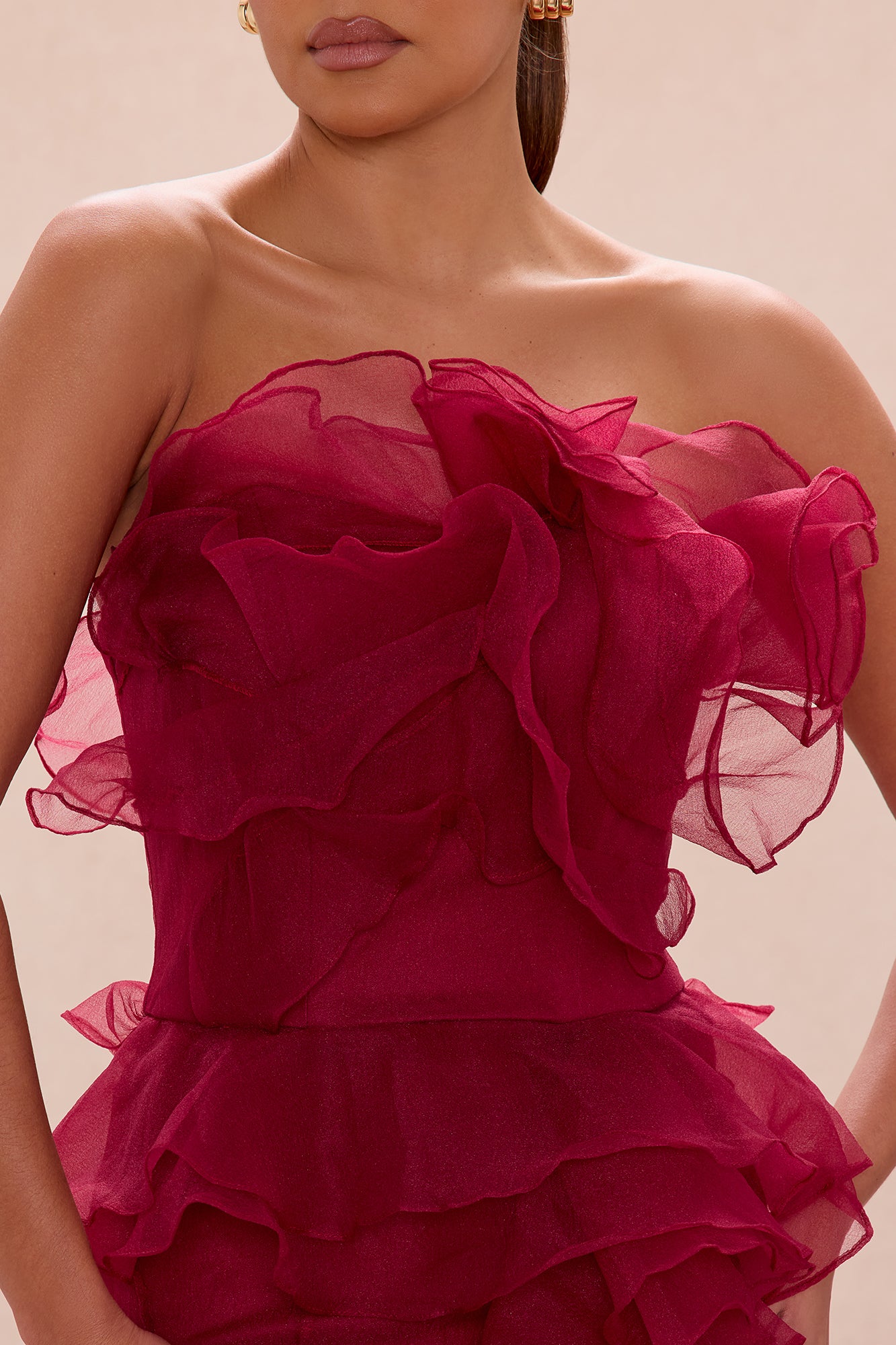 Meant To Be Ruffle Gown - Wine