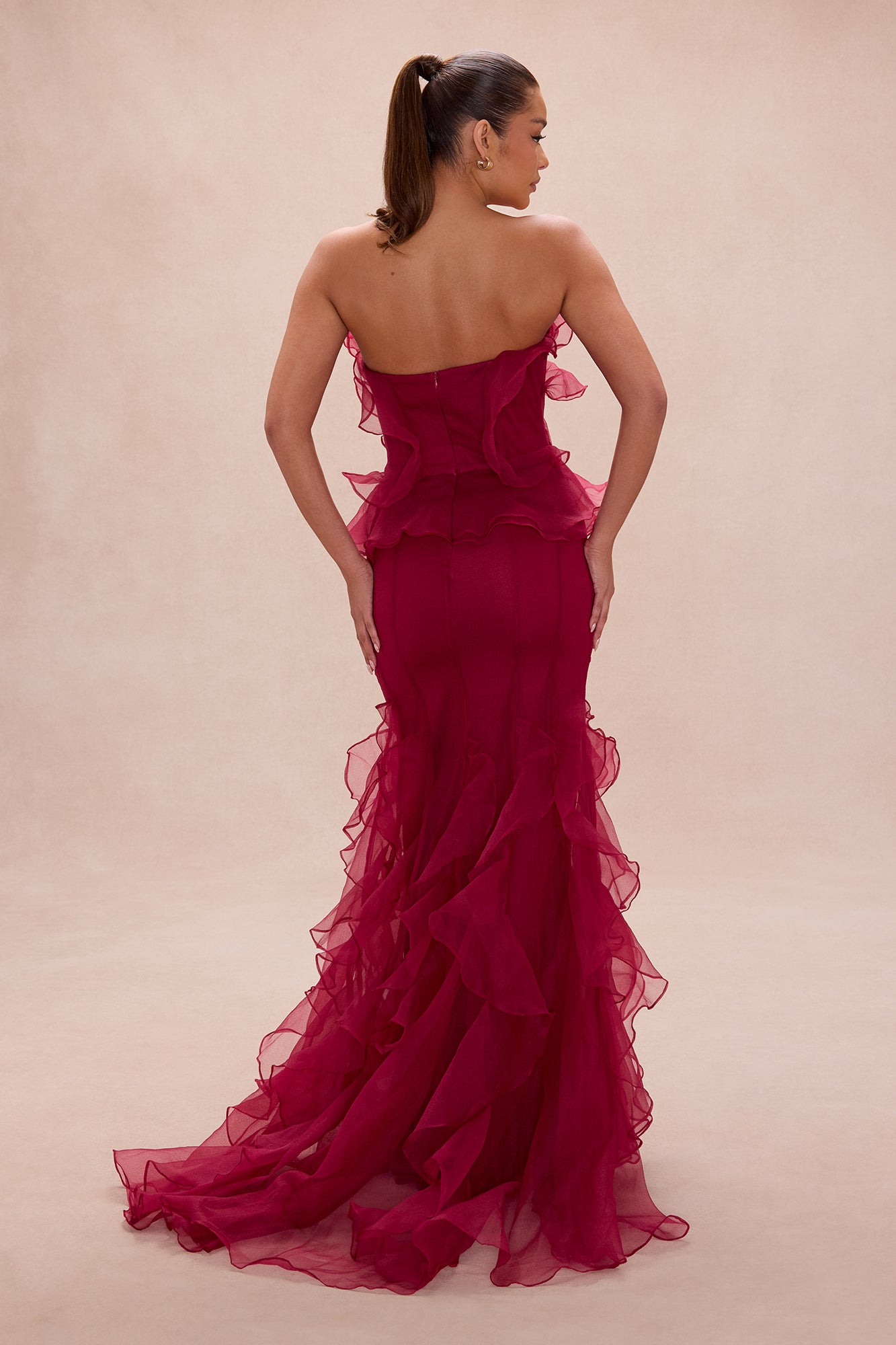 Meant To Be Ruffle Gown - Wine