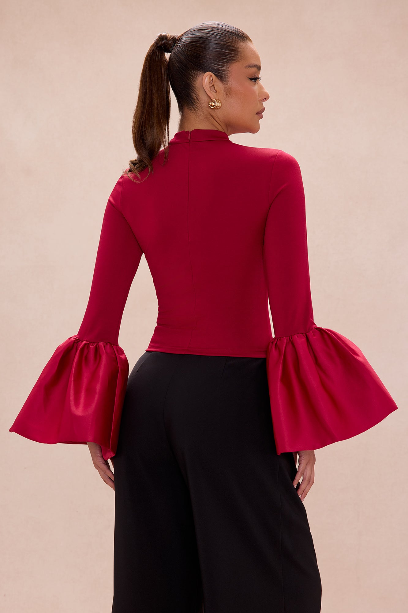 Estelle Bell Sleeve Top - Burgundy