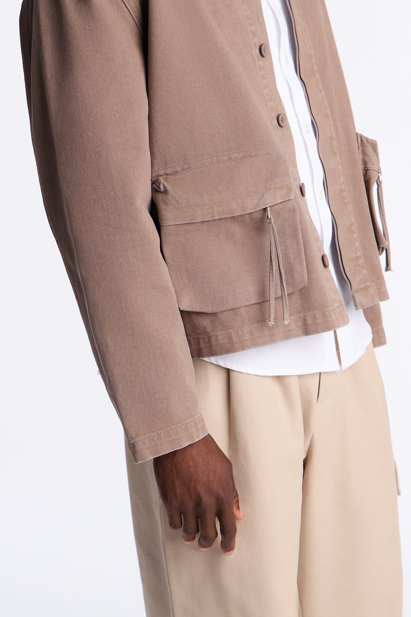 Relaxed Canvas Utility Work Jacket - Grey Mineral Wash