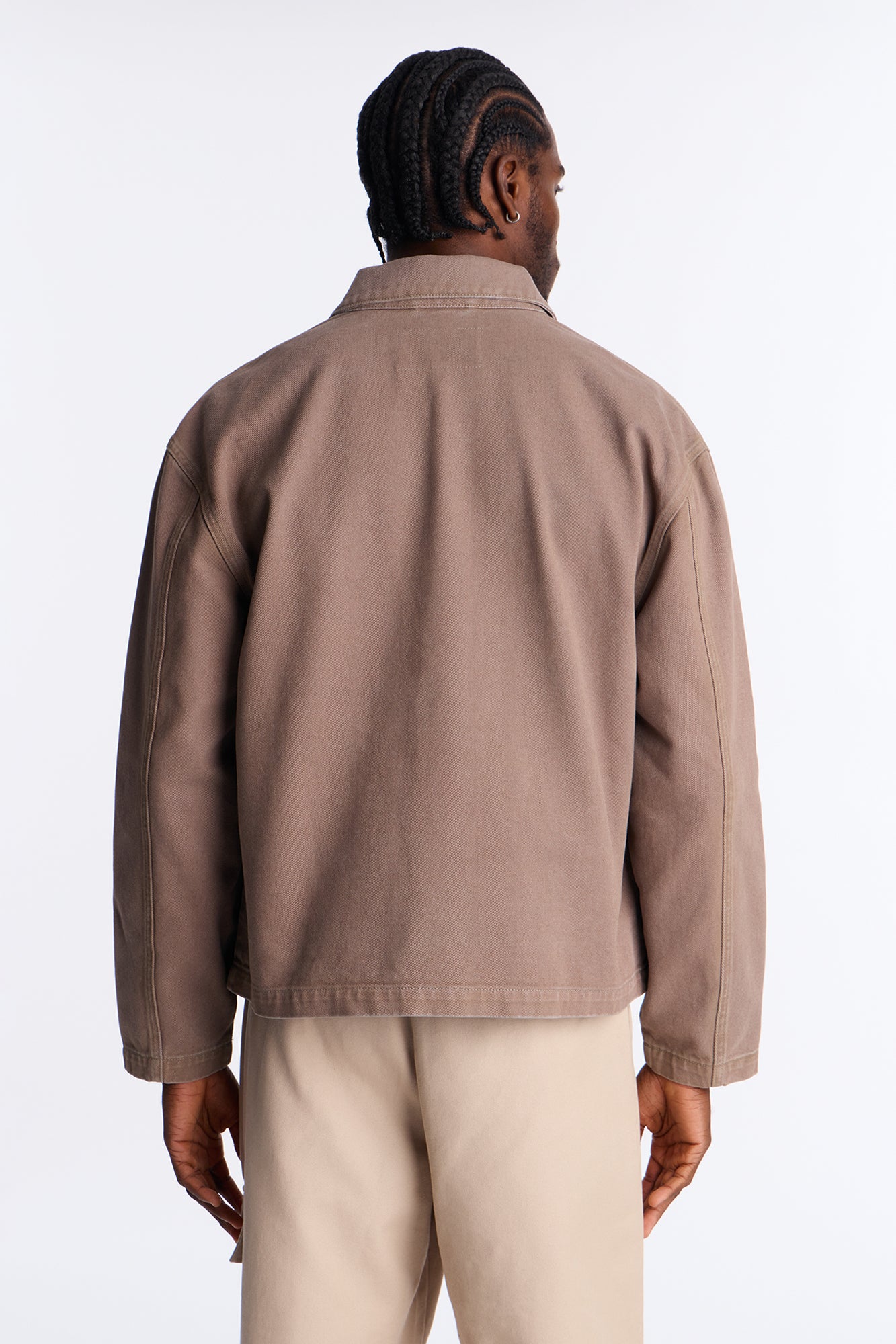 Relaxed Canvas Utility Work Jacket - Grey Mineral Wash