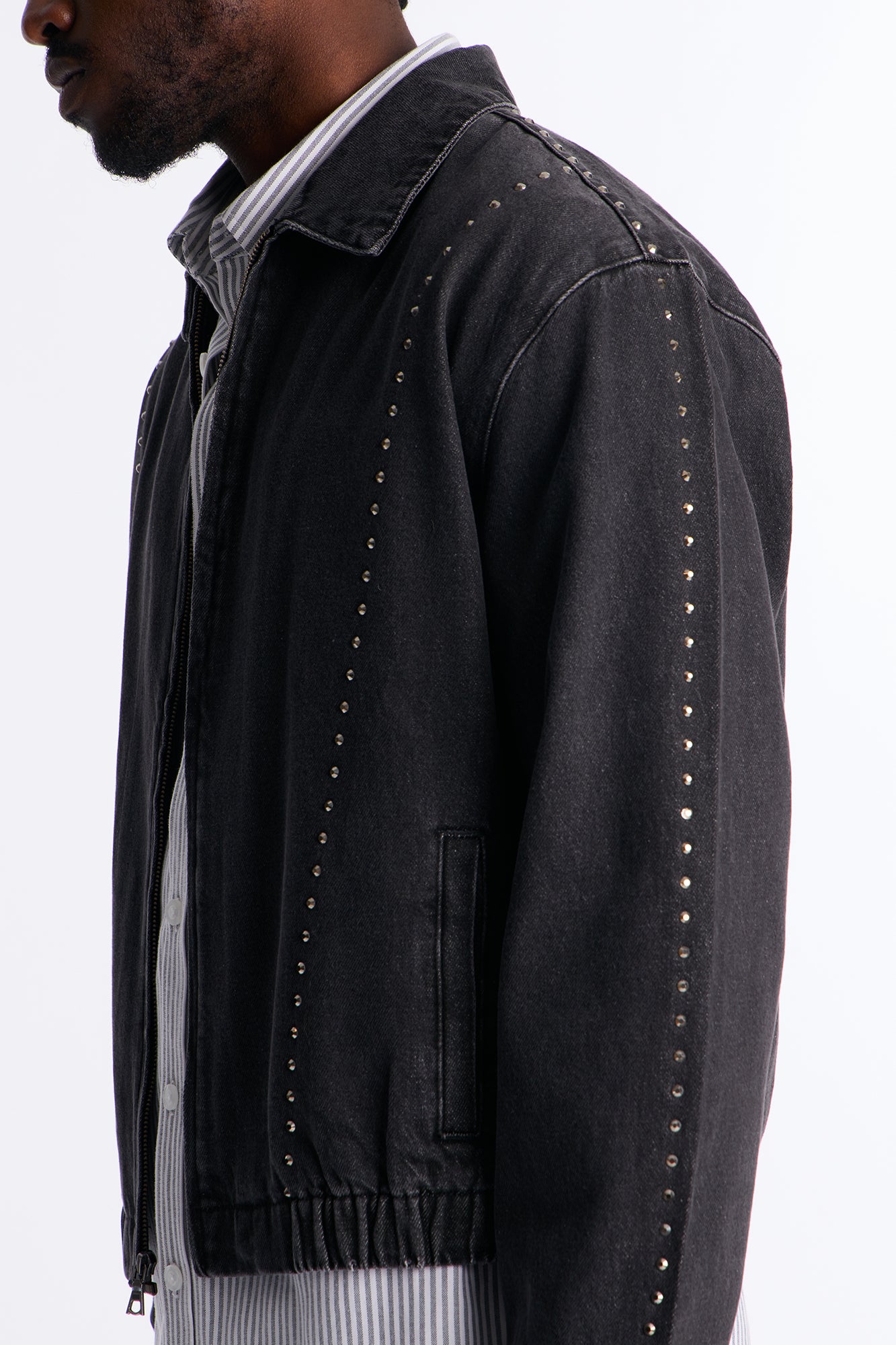 Lined Up Jewels Denim Jacket - Black Wash