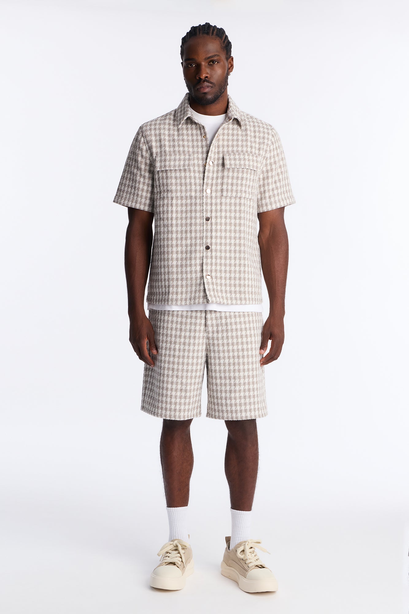 Ludlow Checkered Button Up Shirt - Taupe
