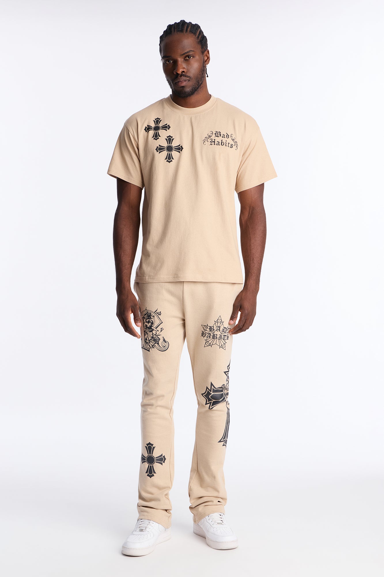 Bad Habits Not Perfect Skinny Flare Sweatpant - Taupe