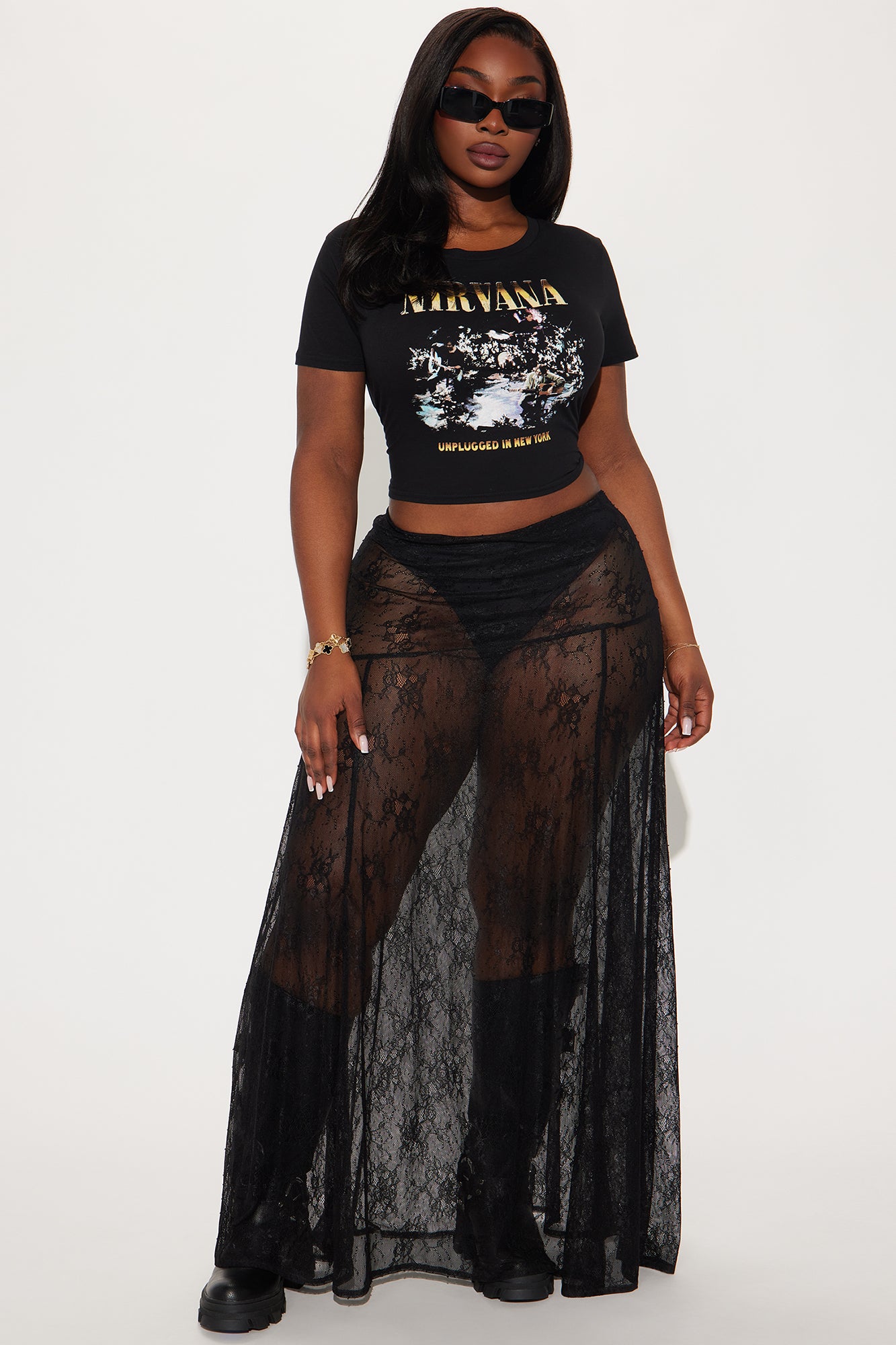 Confessions Lace Maxi Skirt - Black