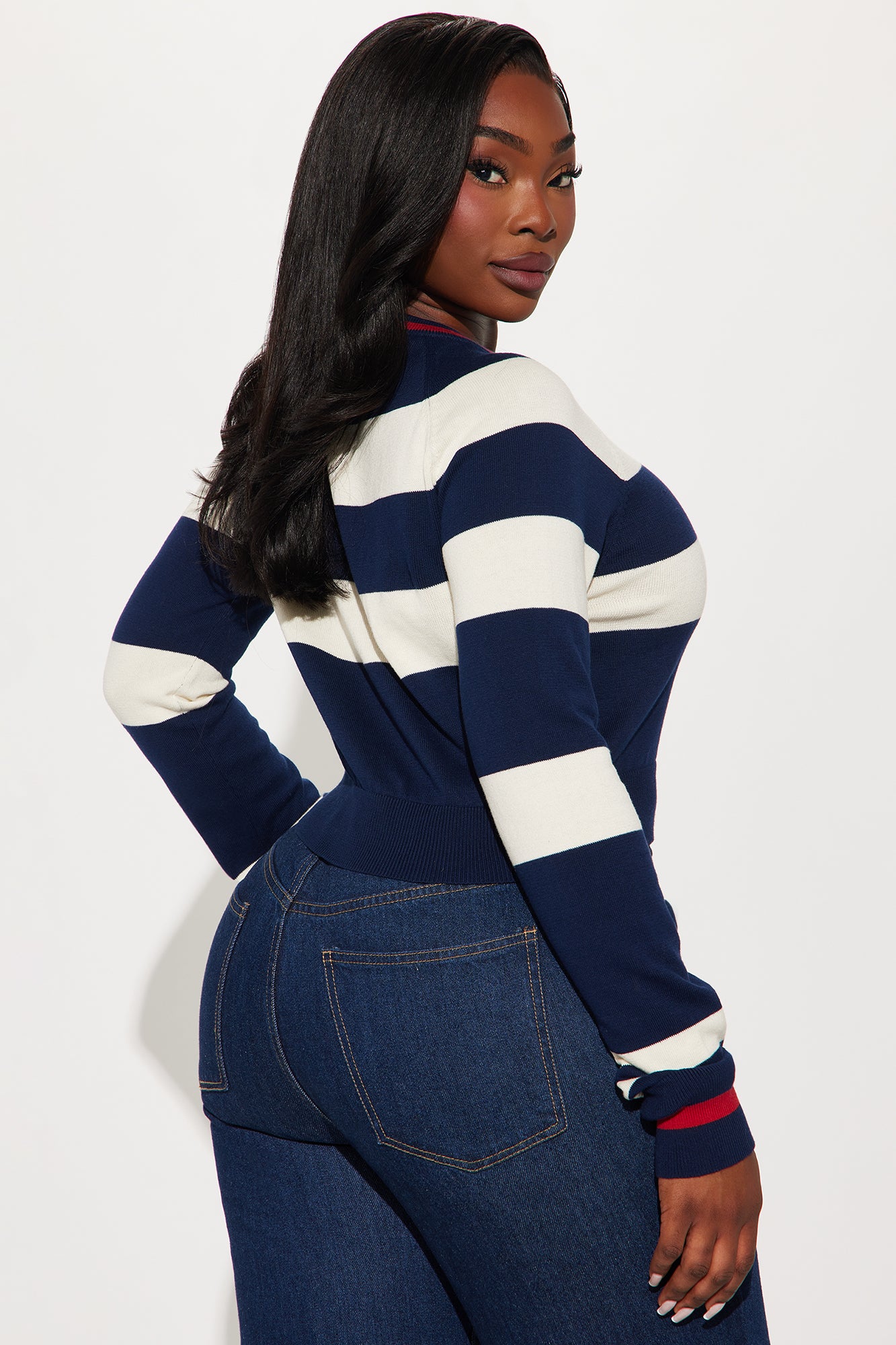 Sailor Striped Bow Sweater - Navy/combo