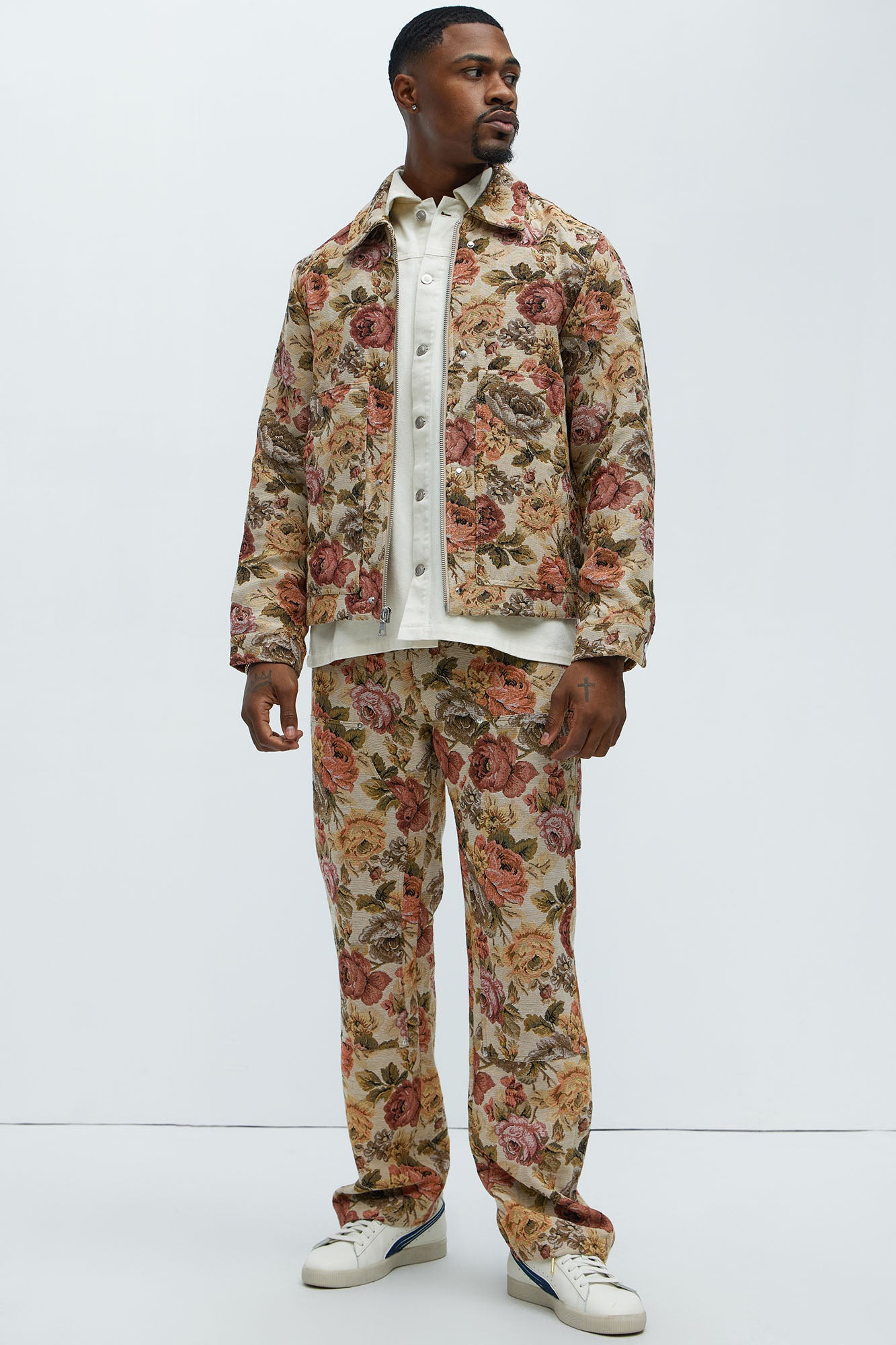 Bellevue Floral Tapestry Work Jacket - Taupe/combo