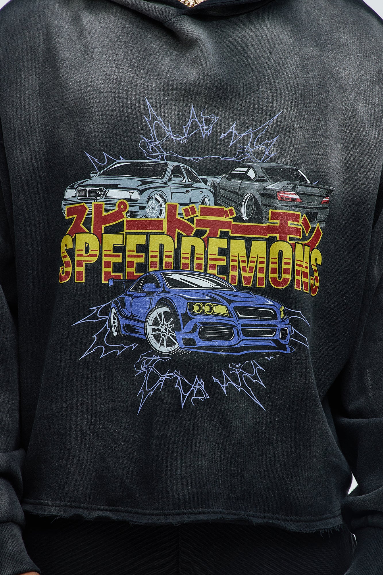 Tayson Speed Demons Boxy Hoodie - Black Wash