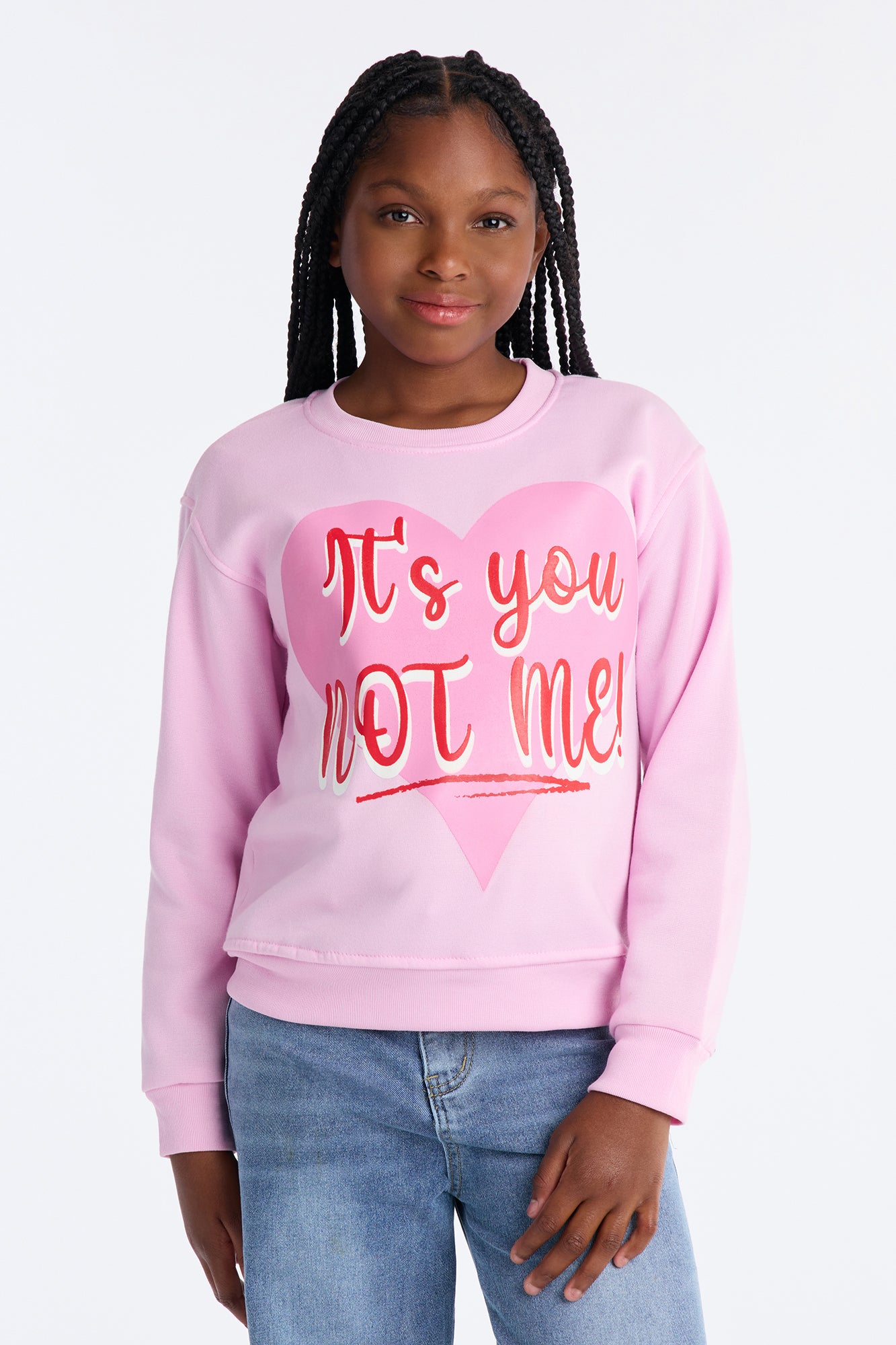 Mini It's You Not Me Crew Neck Sweatshirt - Light Pink