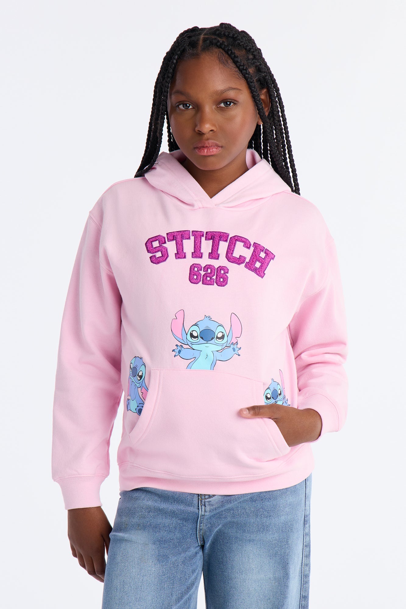 Mini Stitch Shows Emotion Hoodie - Light Pink
