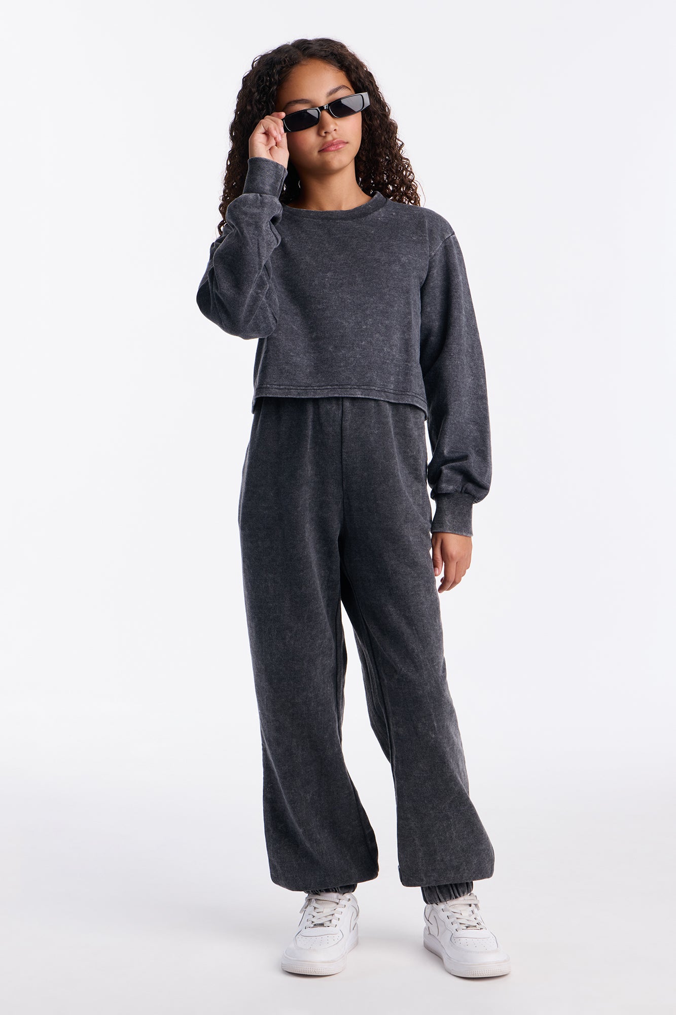 Mini She's Cool Like That Sweatshirt And Jogger Pant Set - Black