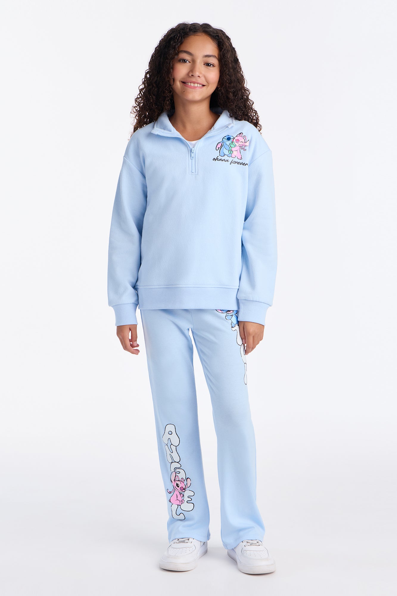 Mini Angel and Stitch Front/Back Flare Legging Set - Light Blue