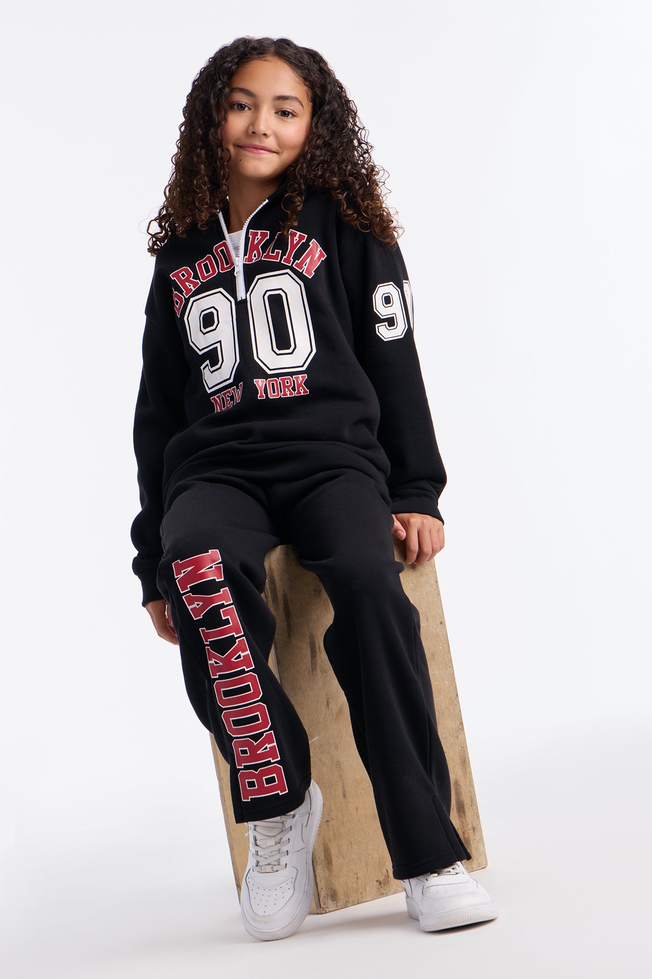 Mini Brooklyn NY Fleece Pant Set - Black/Red