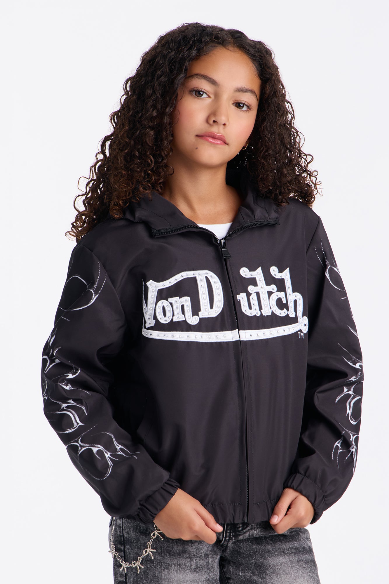 Mini Von Dutch Crystal Heart Jacket - Black