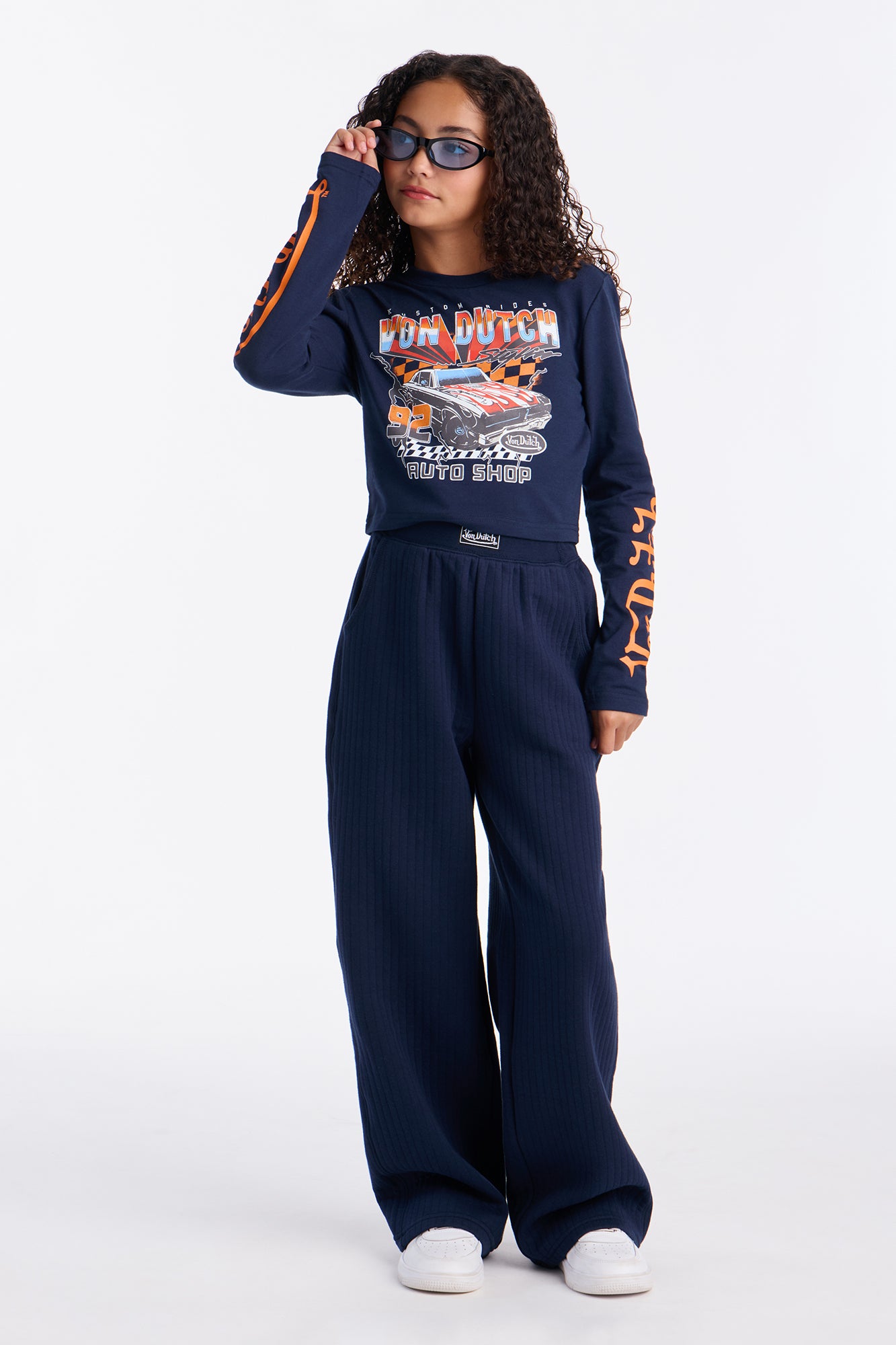 Mini Von Dutch Logo Fleece Pants - Navy