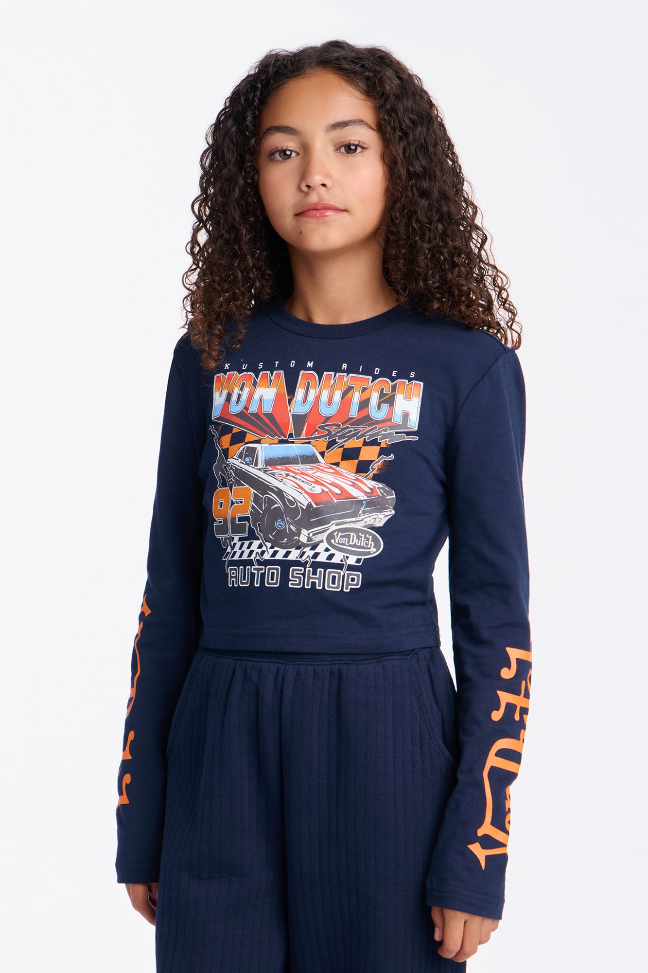 Mini Von Dutch Logo Lace Up Top - Navy