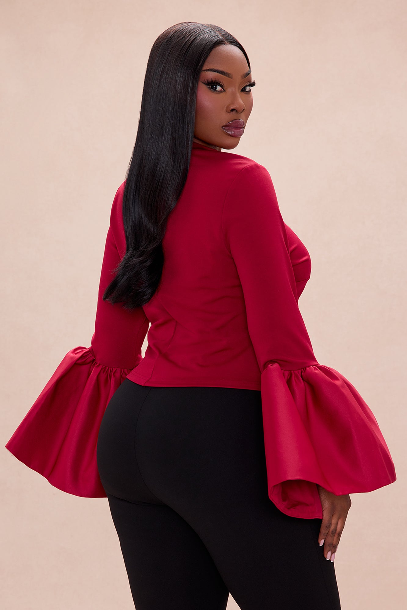 Estelle Bell Sleeve Top - Burgundy