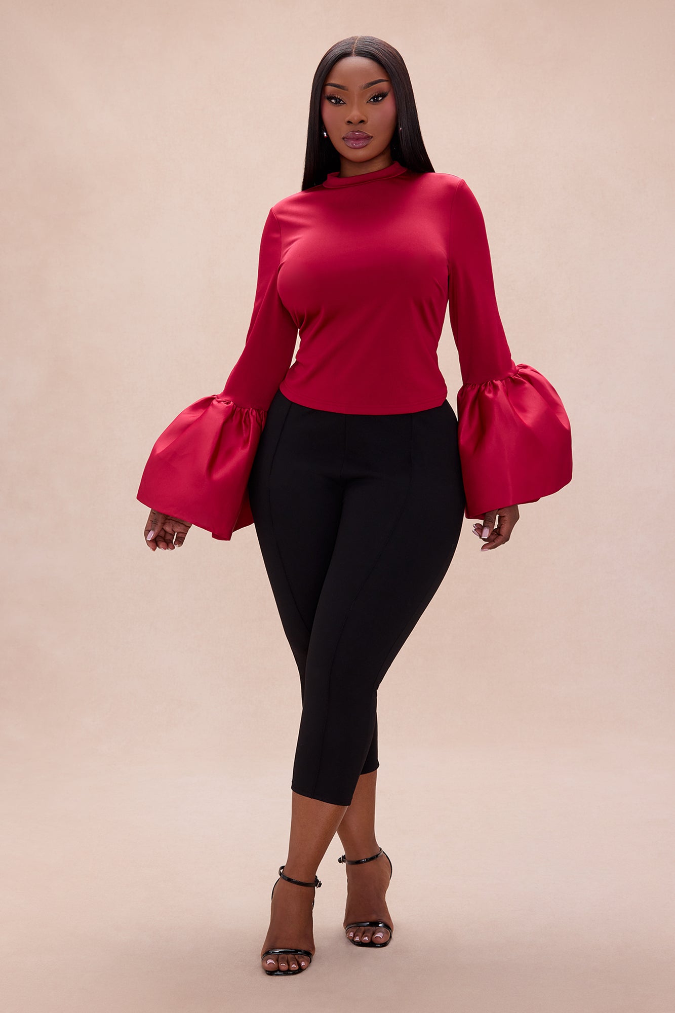Estelle Bell Sleeve Top - Burgundy