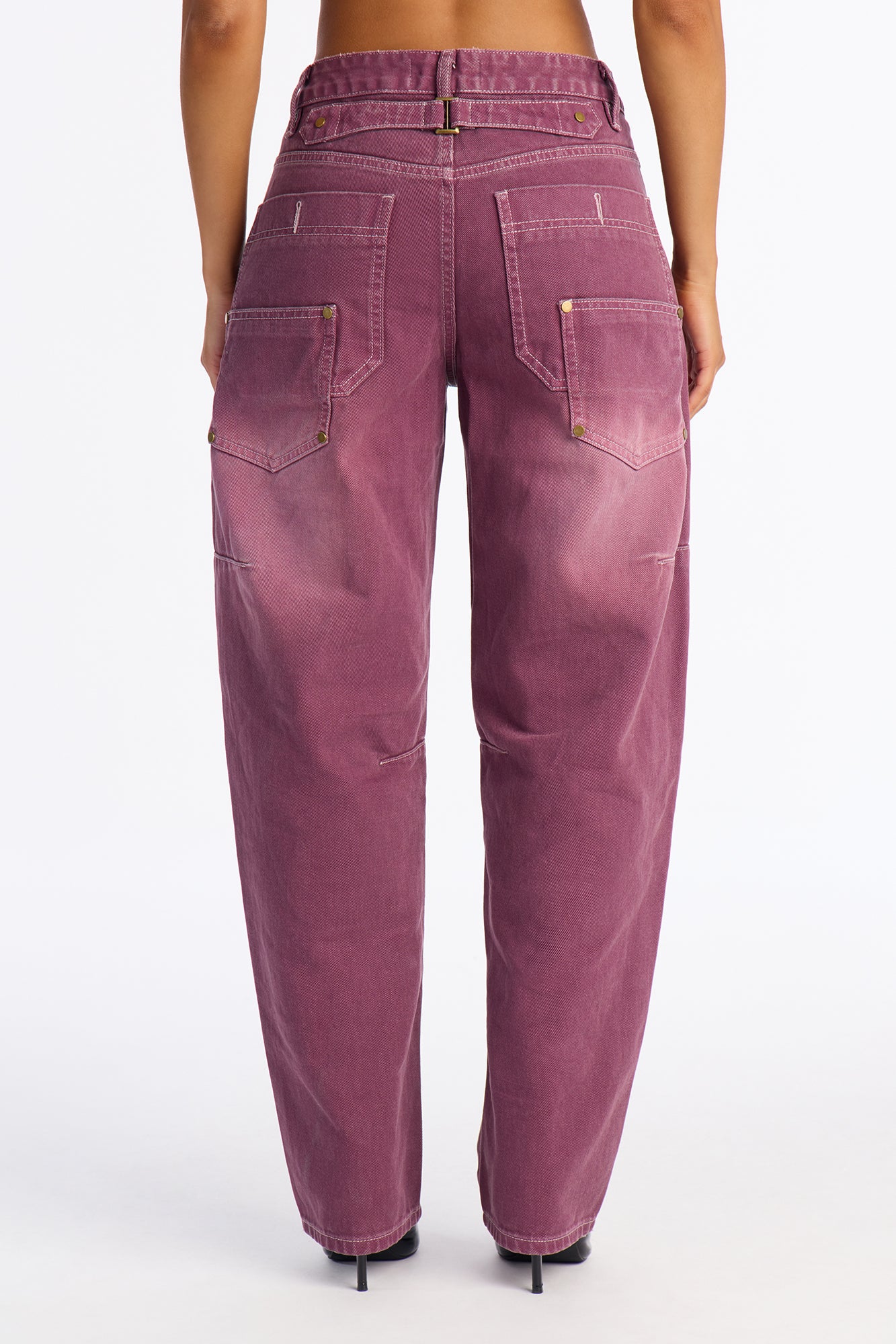 Bailey Buckle Loose Fit Jeans - Plum