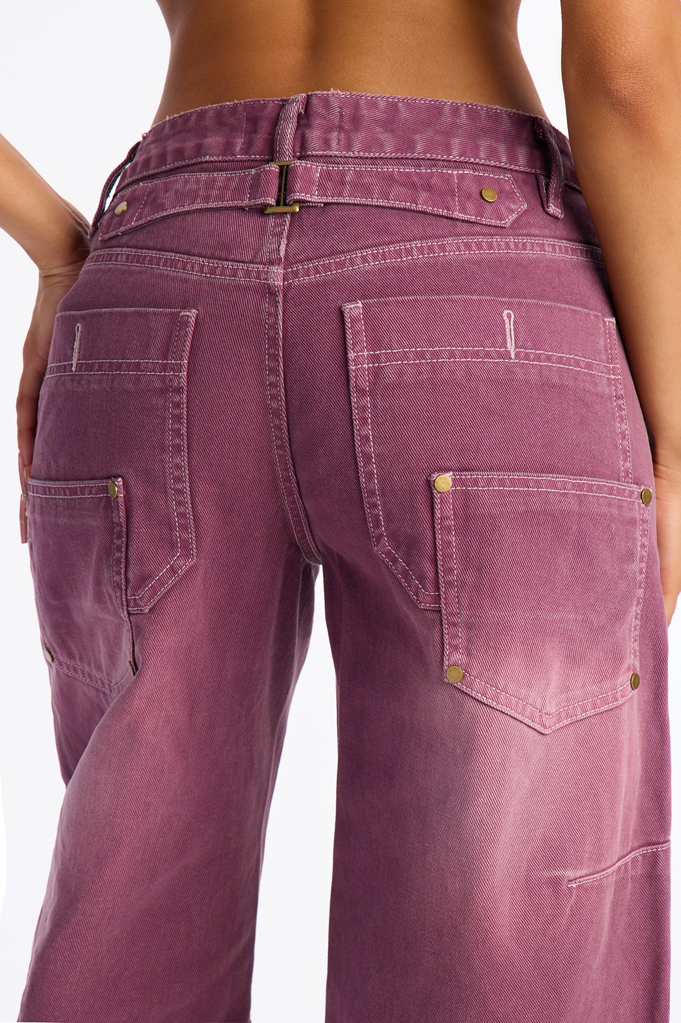 Bailey Buckle Loose Fit Jeans - Plum