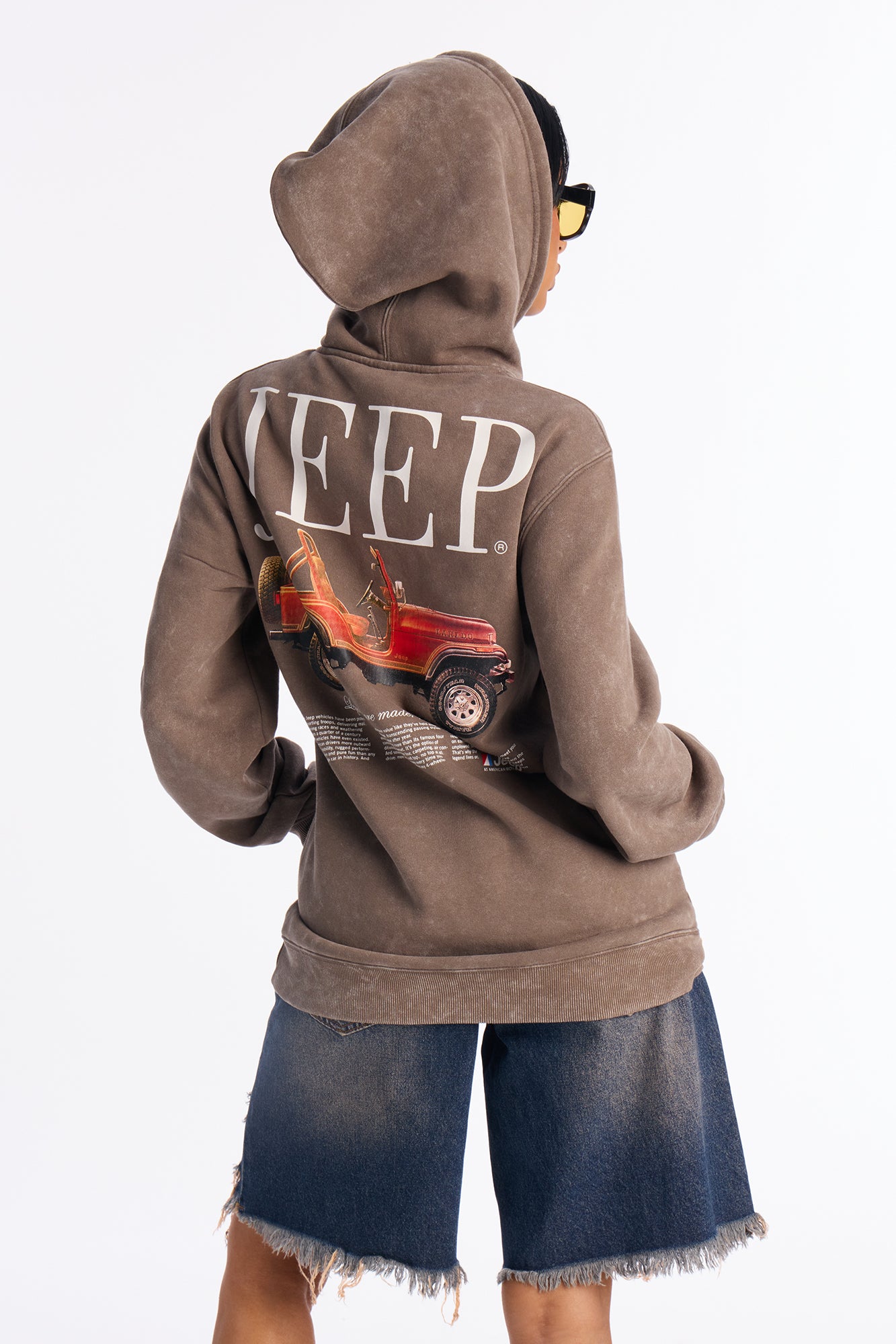 Jeep Legends Washed Fleece Hoodie - Brown