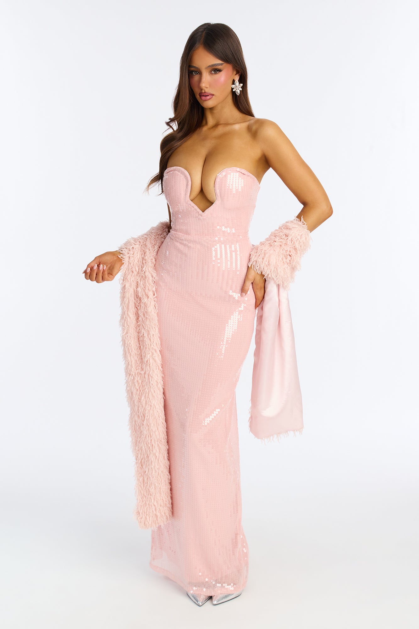 Crystal Crush 2 Piece Sequin Gown Set - Pink