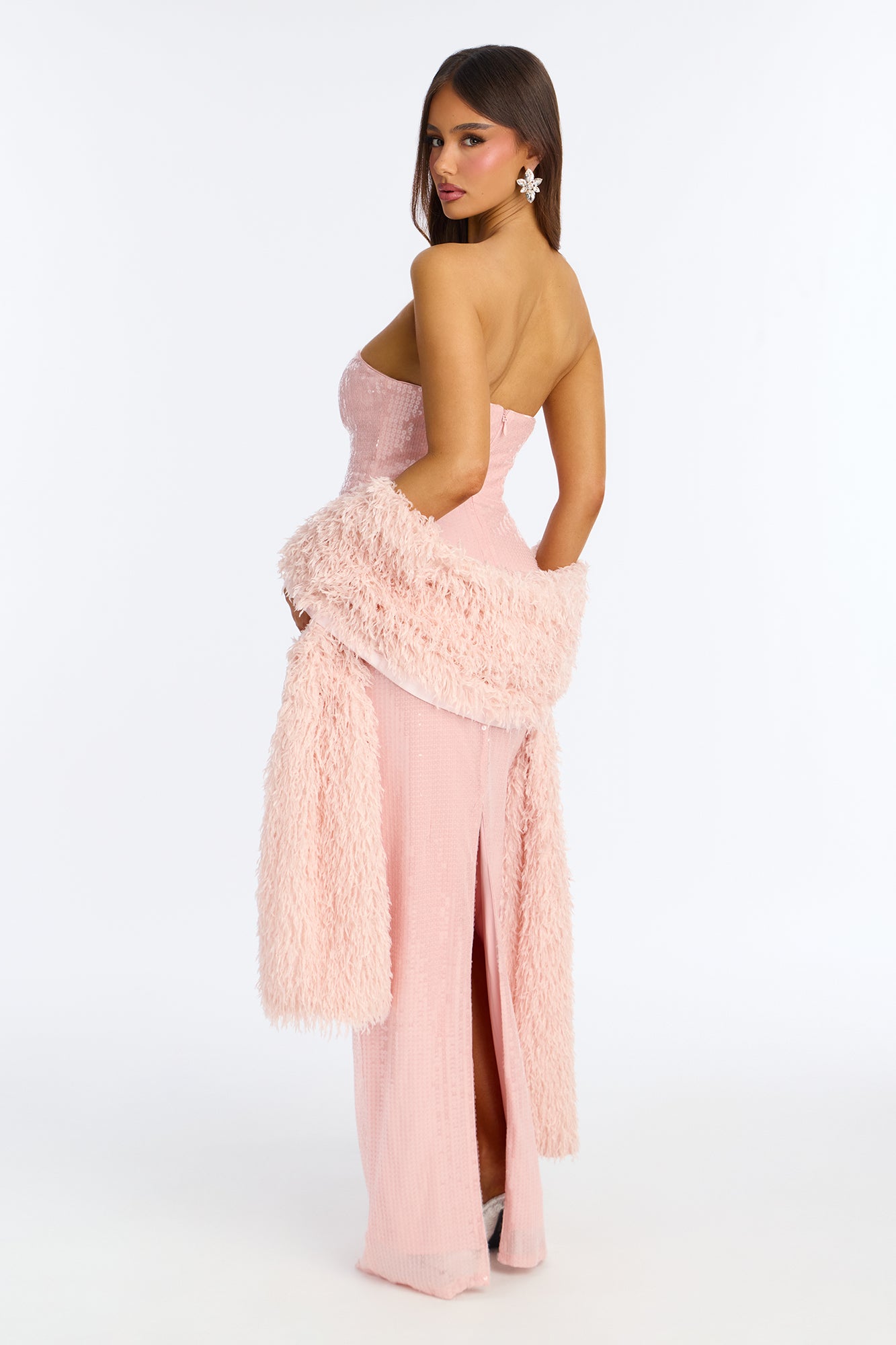 Crystal Crush 2 Piece Sequin Gown Set - Pink